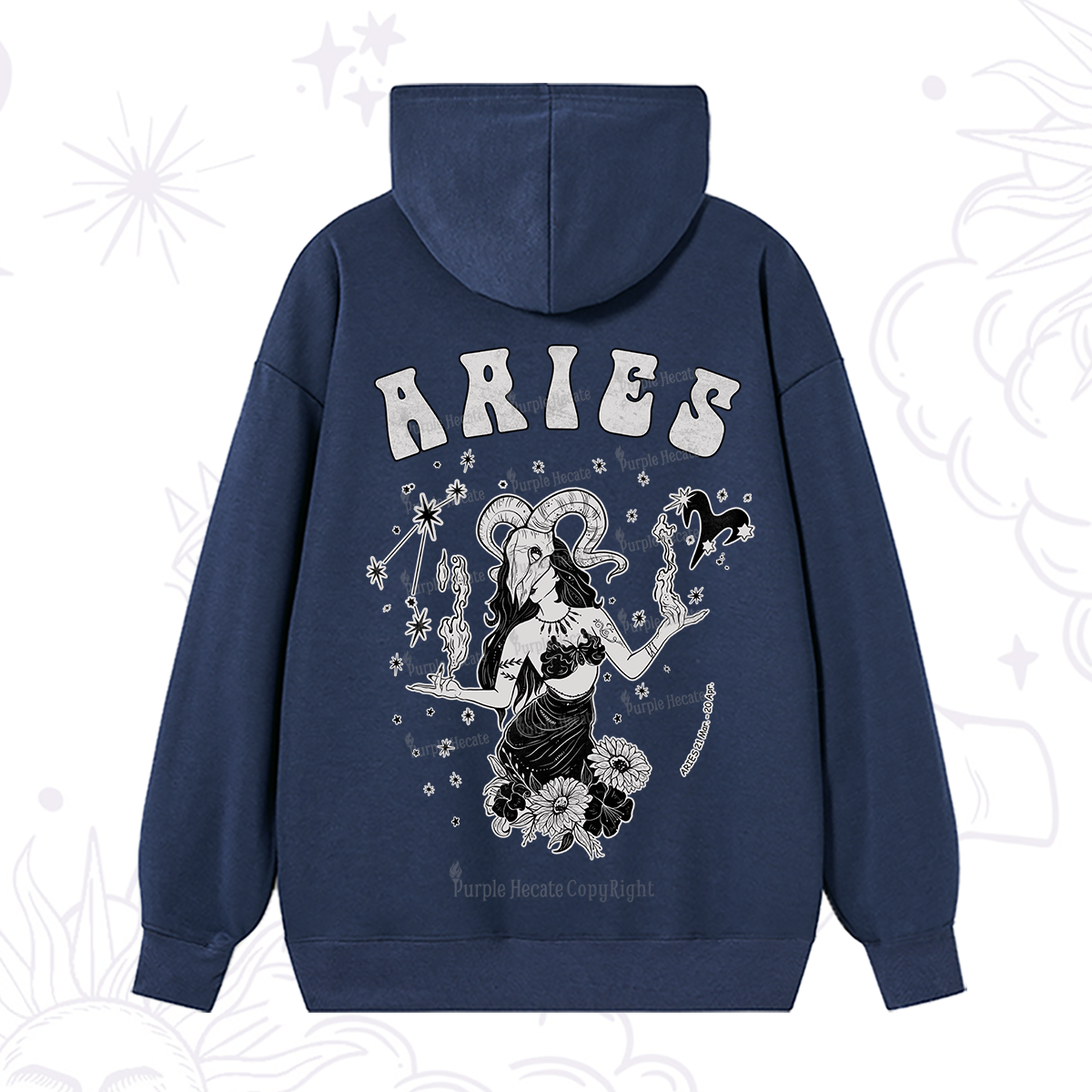 Purplehecate Aries Zodiac Glyphs Hoodie