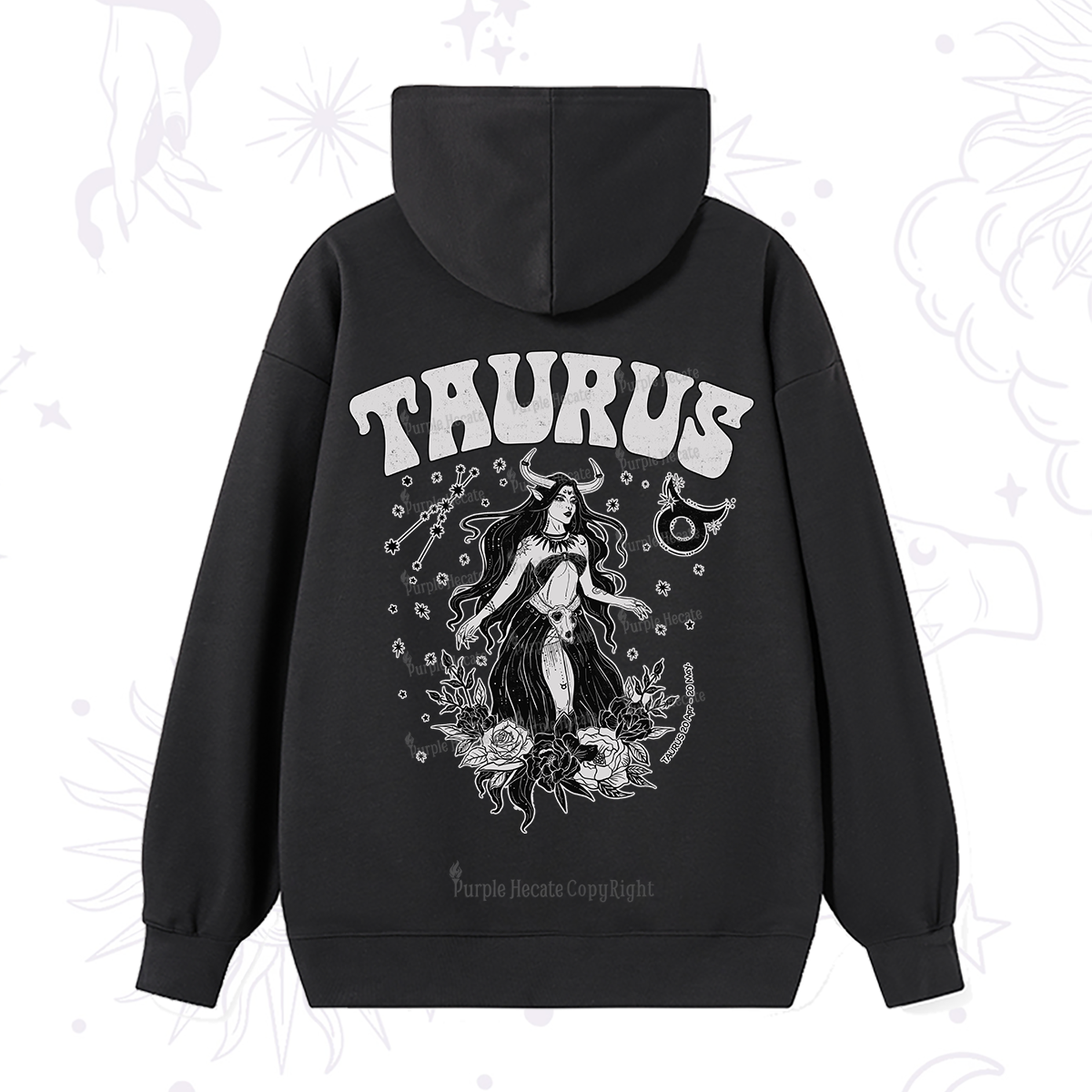 Purplehecate Taurus Zodiac Glyphs Hoodie