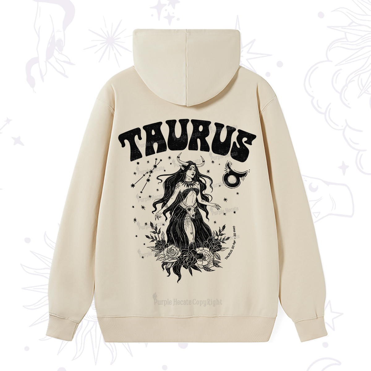 Purplehecate Taurus Zodiac Glyphs Hoodie