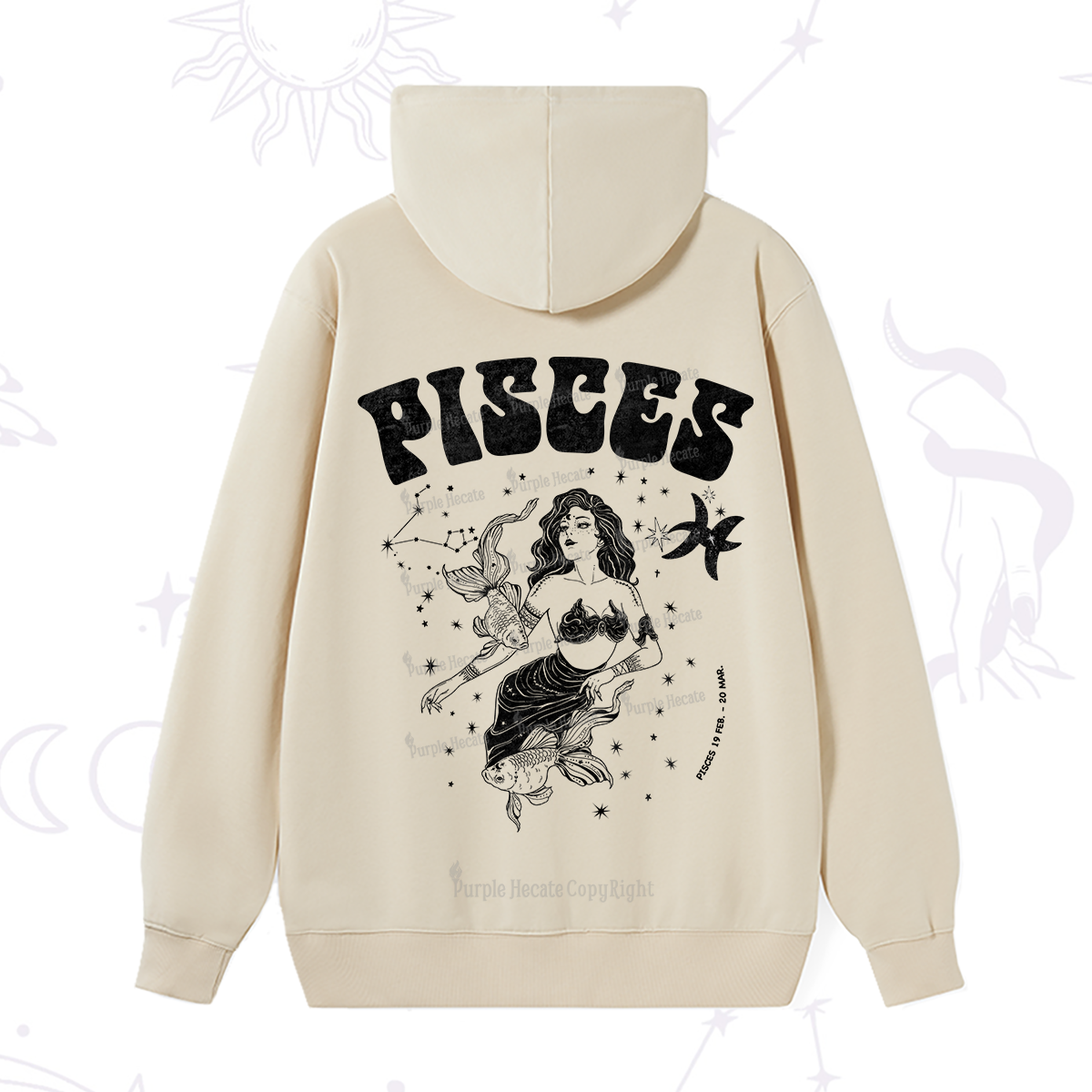 Purplehecate Pisces Zodiac Glyphs Hoodie