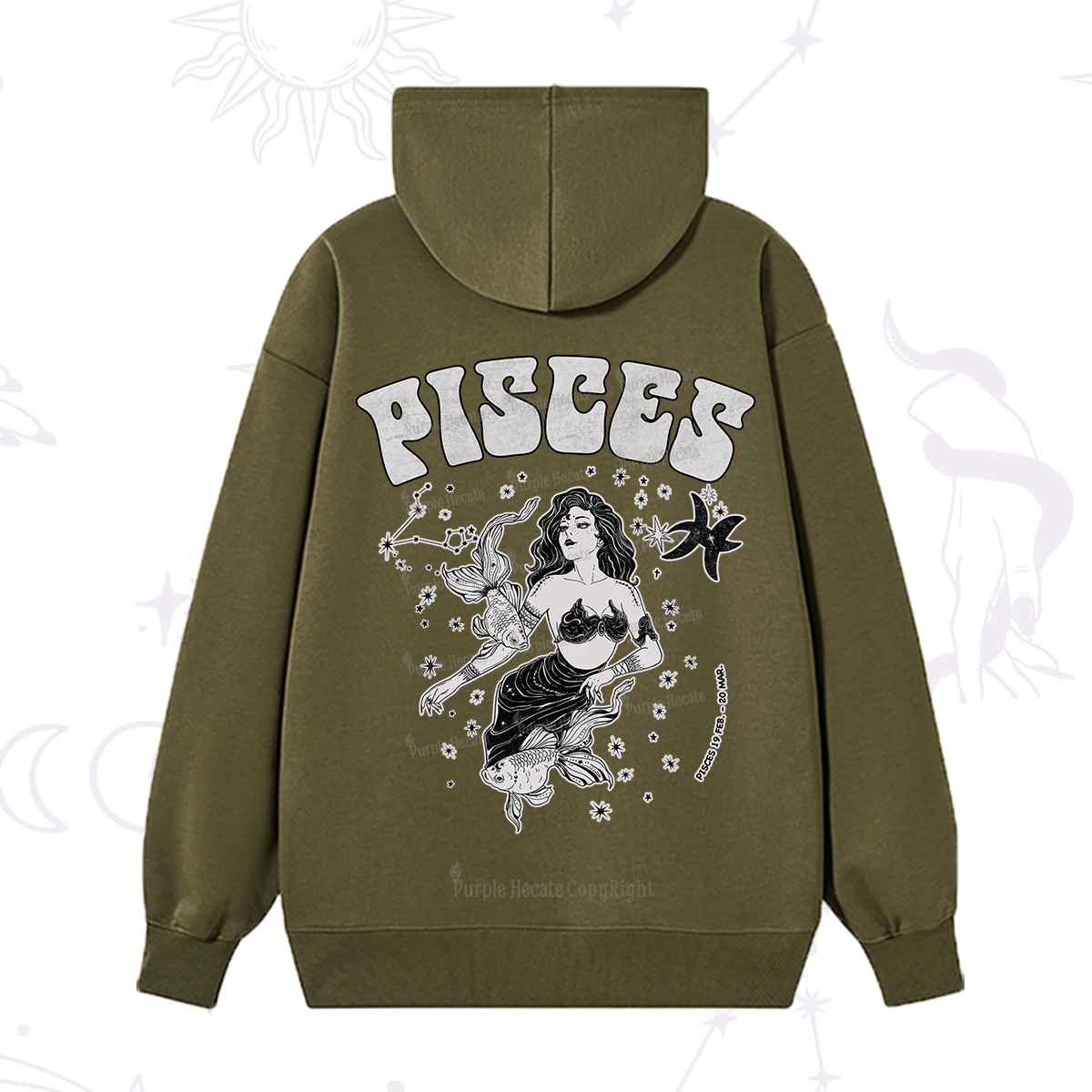 Purplehecate Pisces Zodiac Glyphs Hoodie