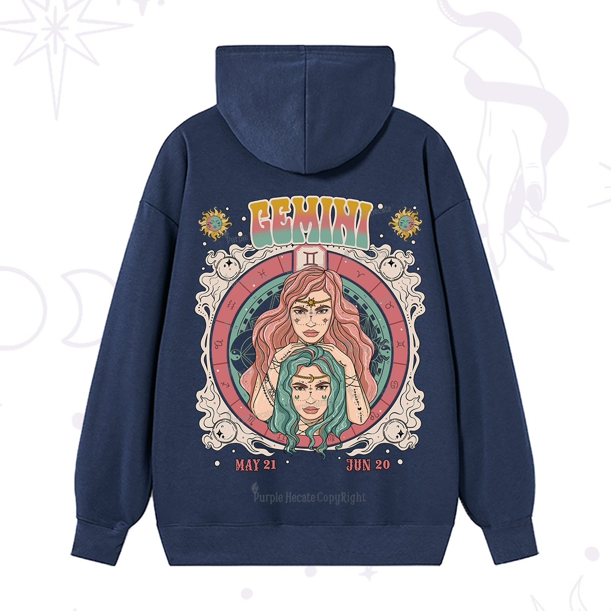 Purplehecate Gemini Cosmic Zodiac Hoodie