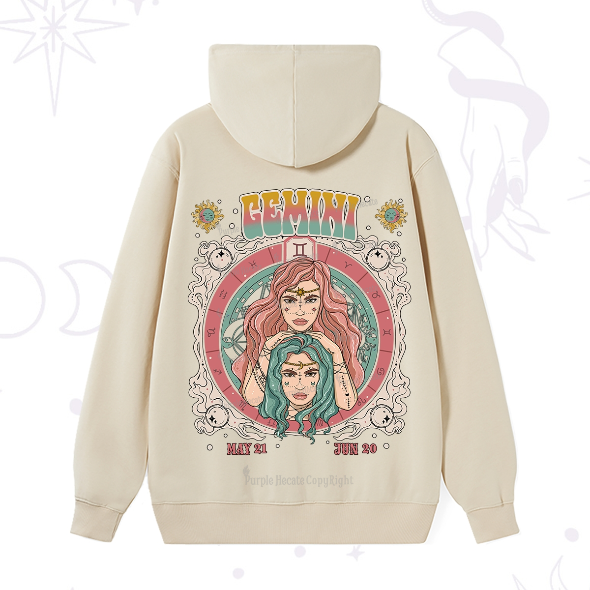 Purplehecate Gemini Cosmic Zodiac Hoodie