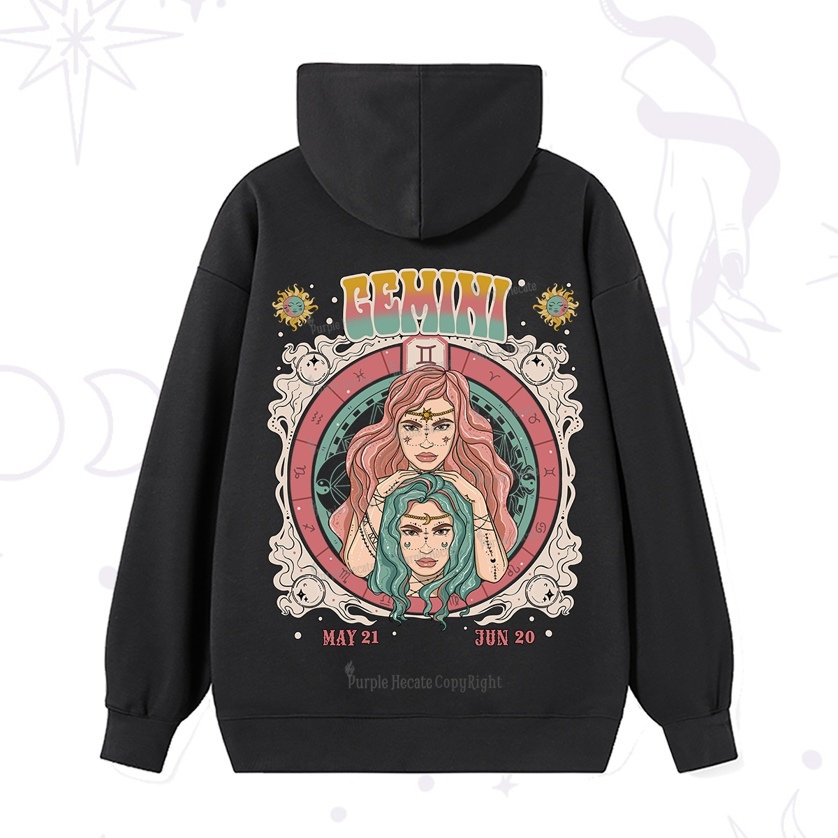 Purplehecate Gemini Cosmic Zodiac Hoodie