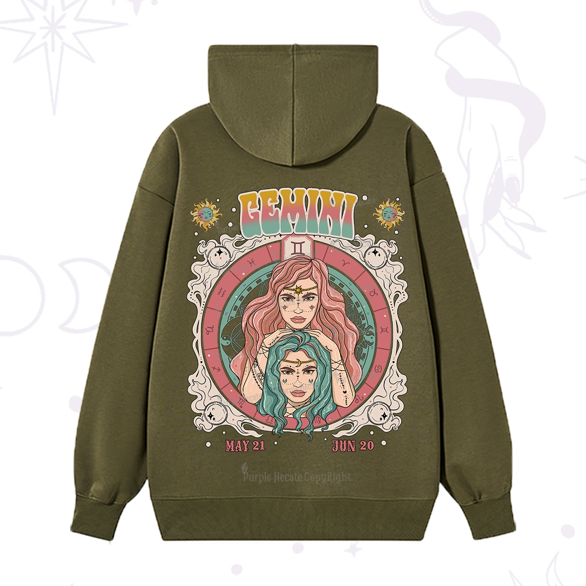 Purplehecate Gemini Cosmic Zodiac Hoodie