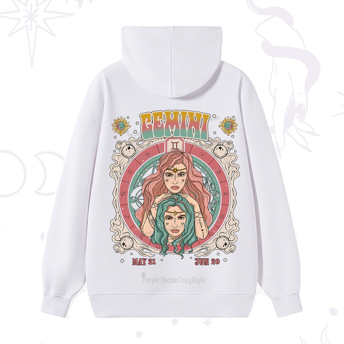 Purplehecate Gemini Cosmic Zodiac Hoodie