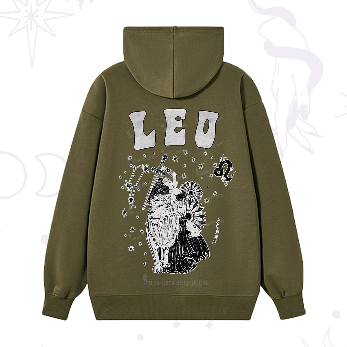 Purplehecate Leo Zodiac Glyphs  Hoodie