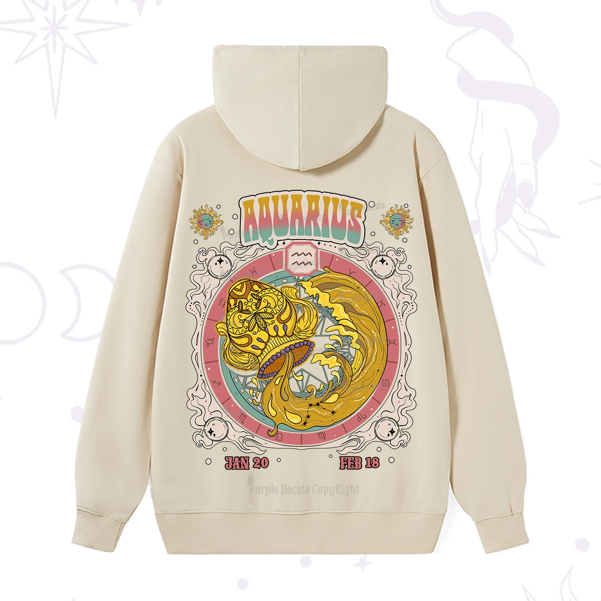 Purplehecate Aquarius Cosmic Zodiac Hoodie