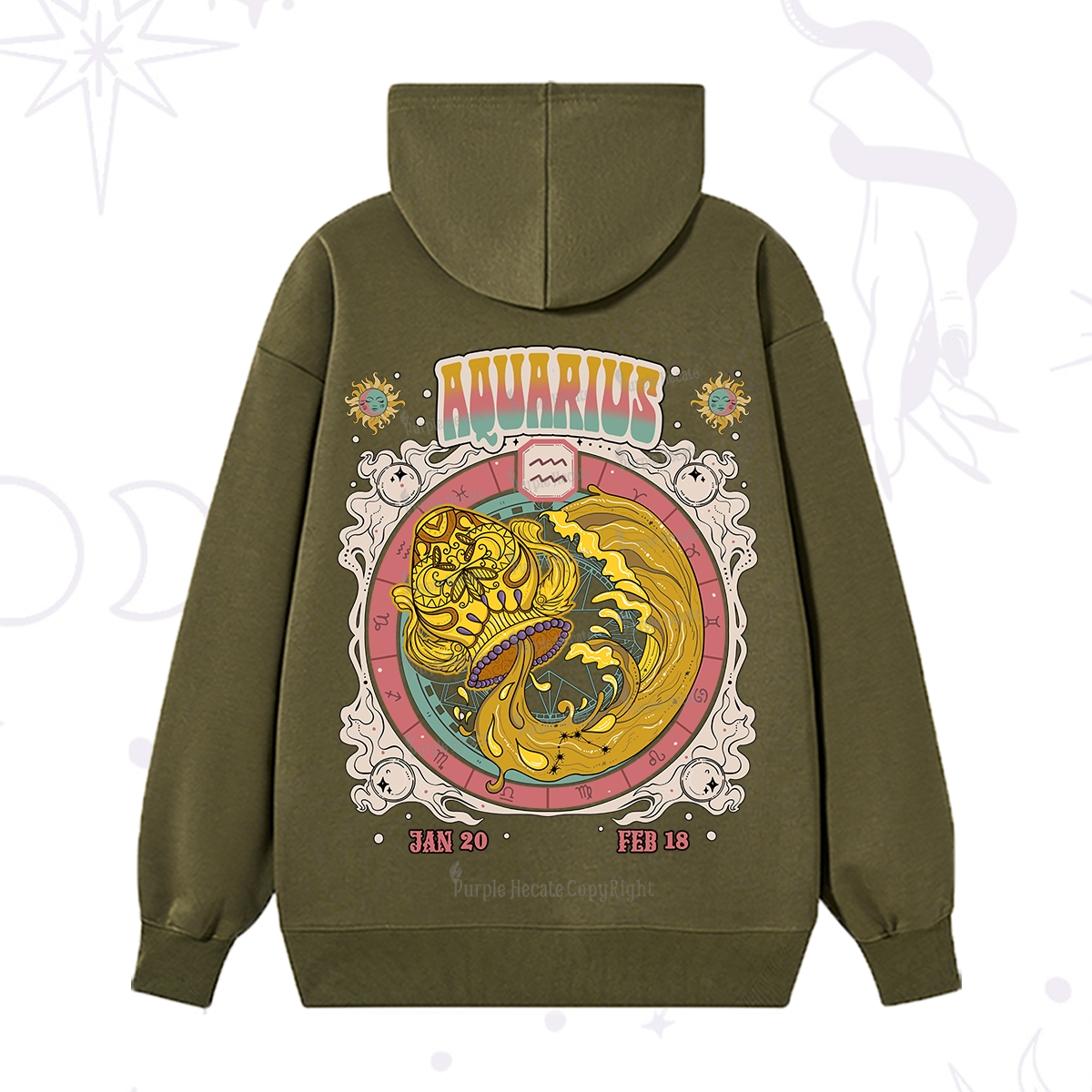 Purplehecate Aquarius Cosmic Zodiac Hoodie