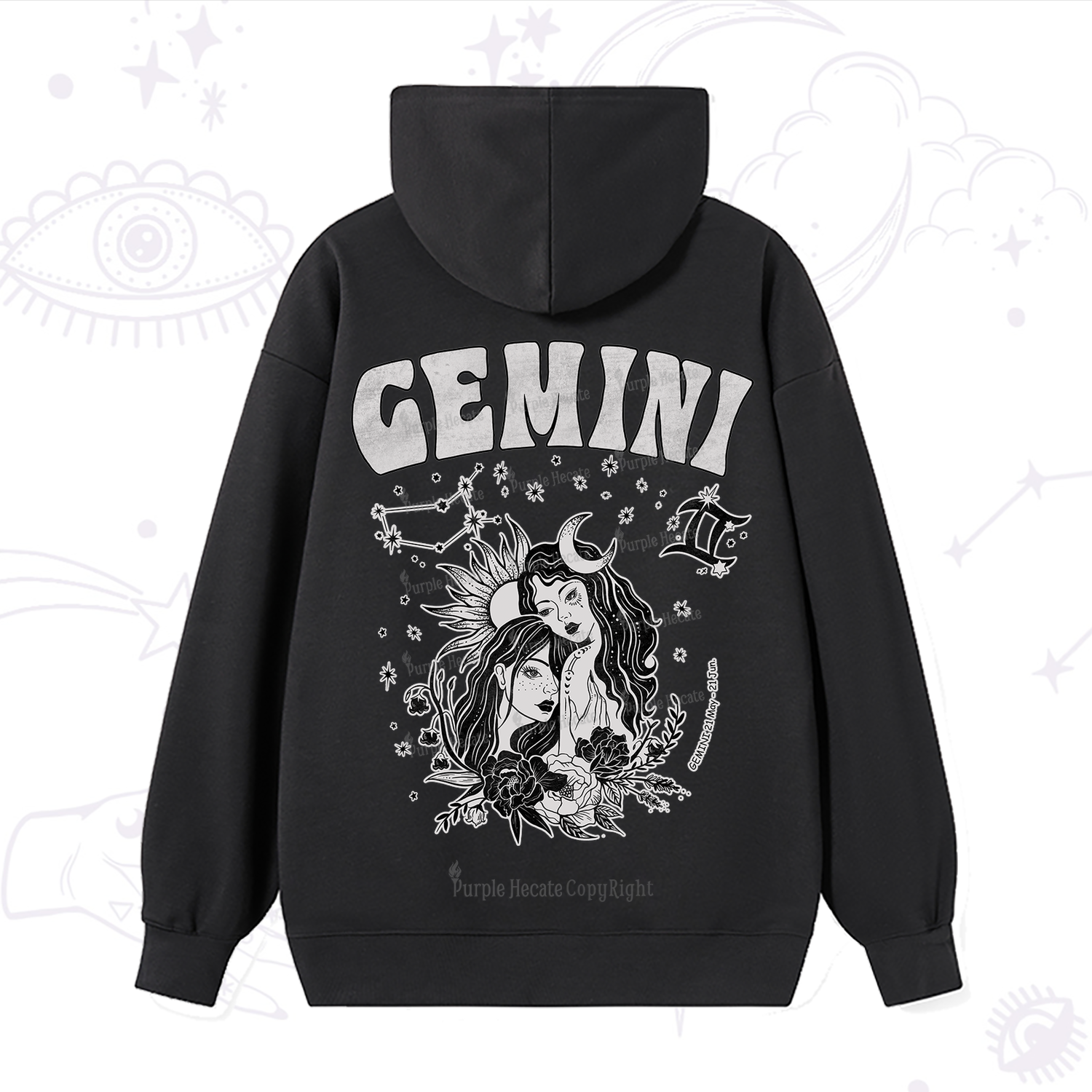 Purplehecate Gemini Zodiac Glyphs  Hoodie