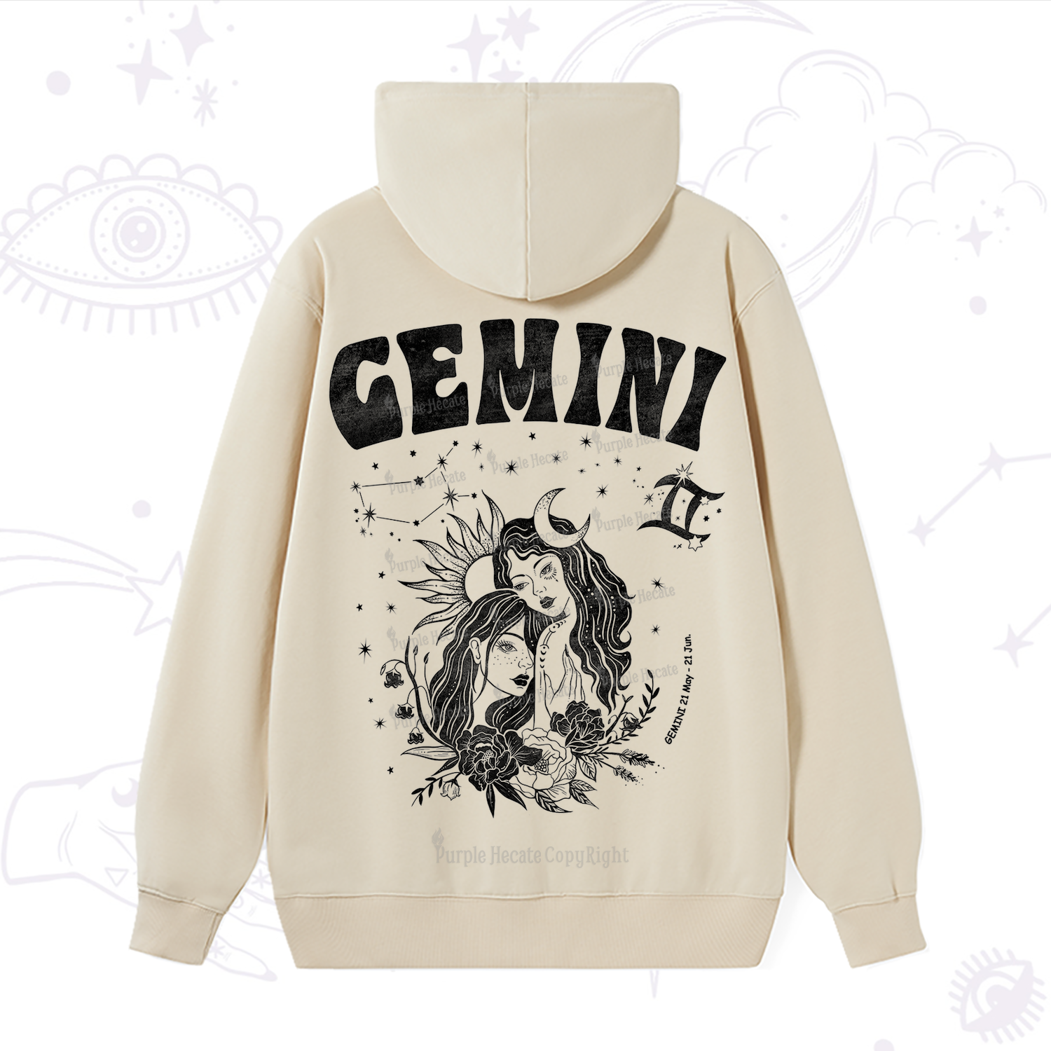 Purplehecate Gemini Zodiac Glyphs  Hoodie