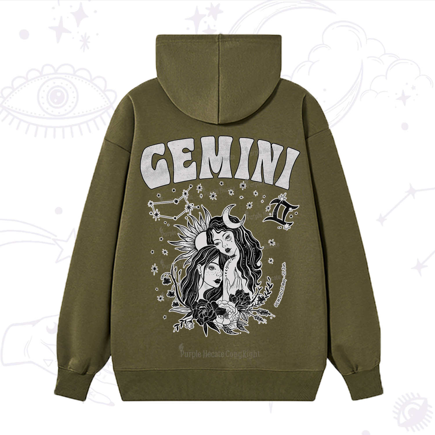 Purplehecate Gemini Zodiac Glyphs  Hoodie