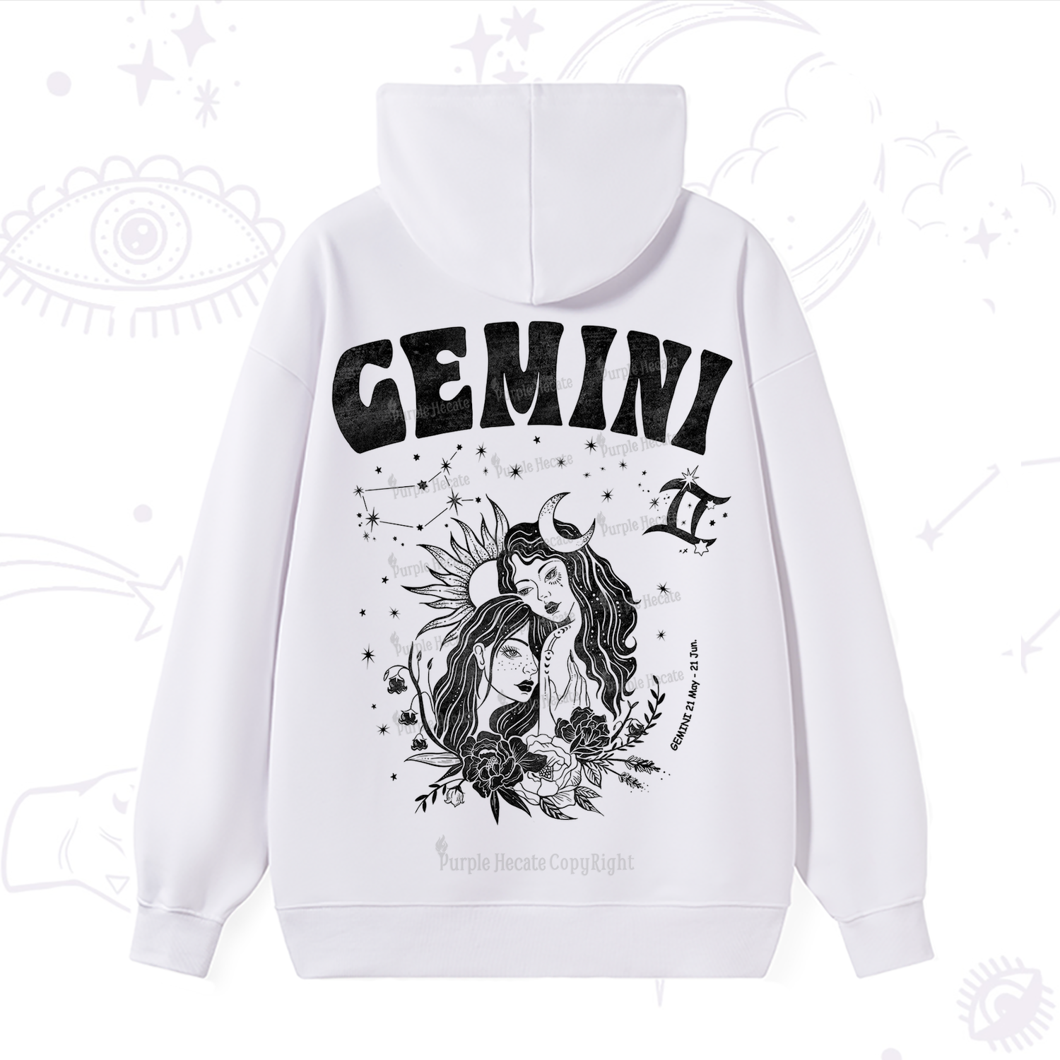 Purplehecate Gemini Zodiac Glyphs  Hoodie