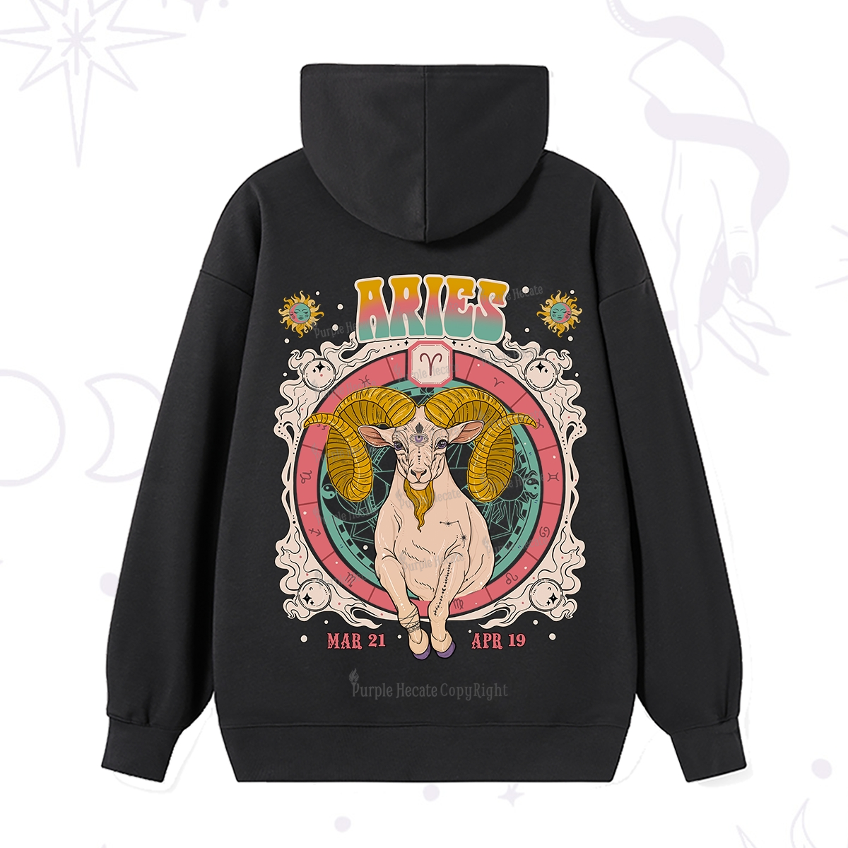 Purplehecate Aries Cosmic Zodiac Hoodie