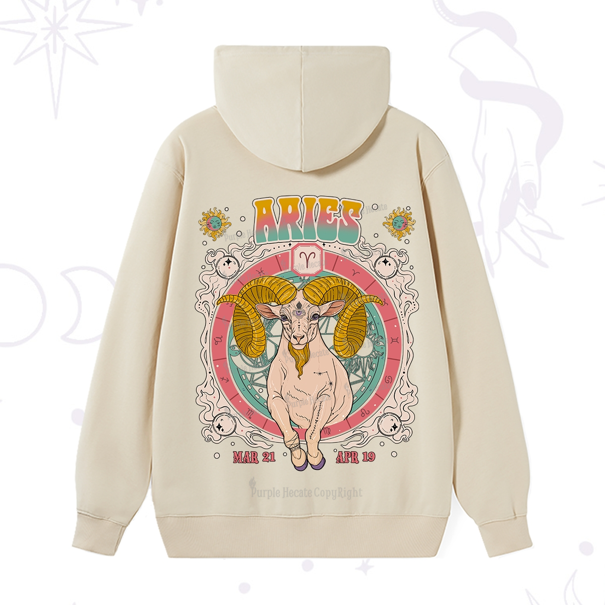 Purplehecate Aries Cosmic Zodiac Hoodie