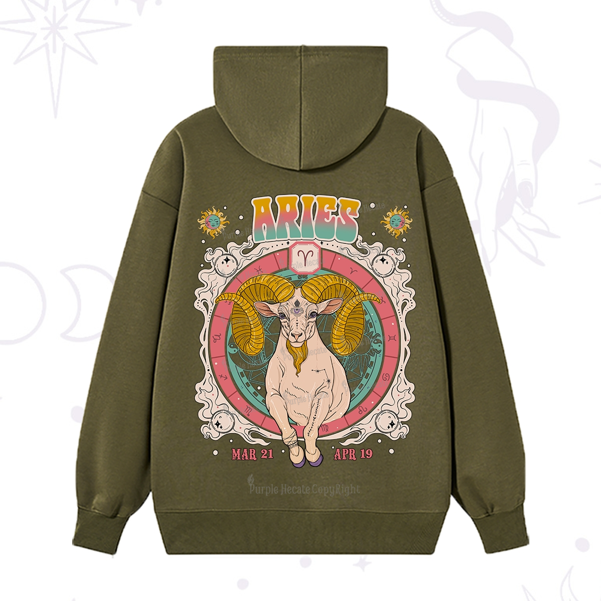 Purplehecate Aries Cosmic Zodiac Hoodie