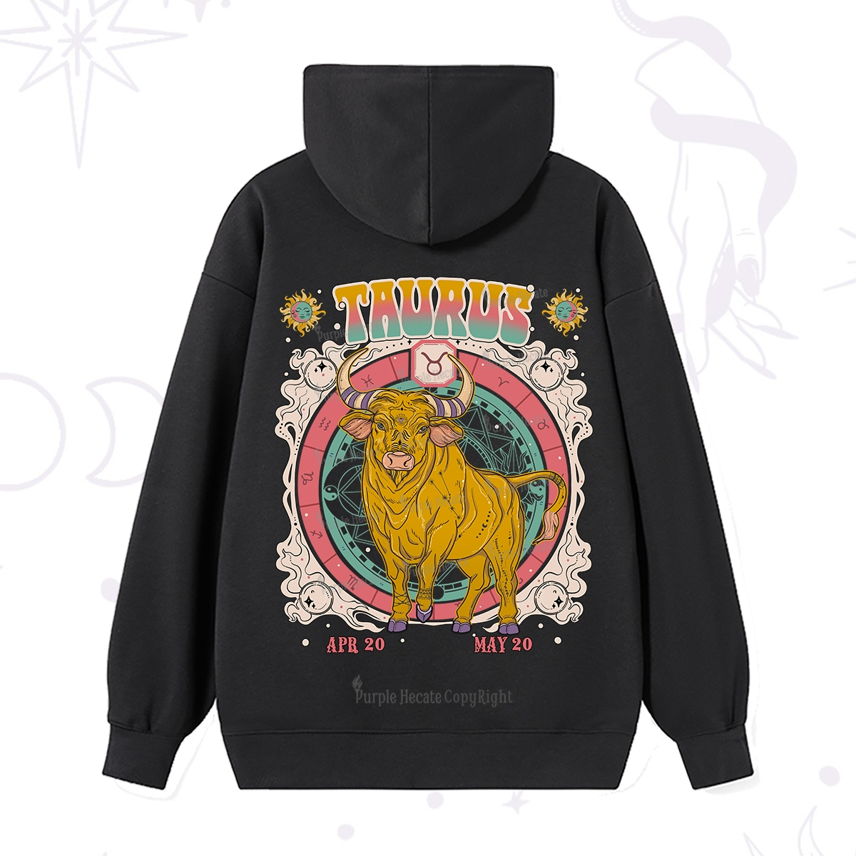 Purplehecate Taurus Cosmic Zodiac  Hoodie