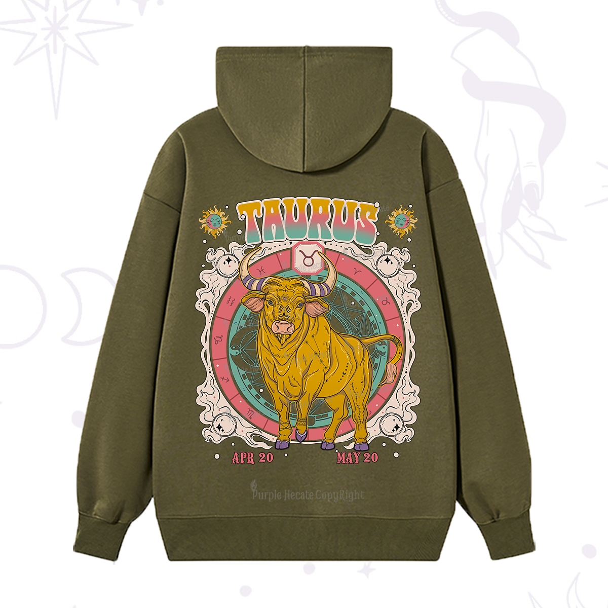 Purplehecate Taurus Cosmic Zodiac  Hoodie