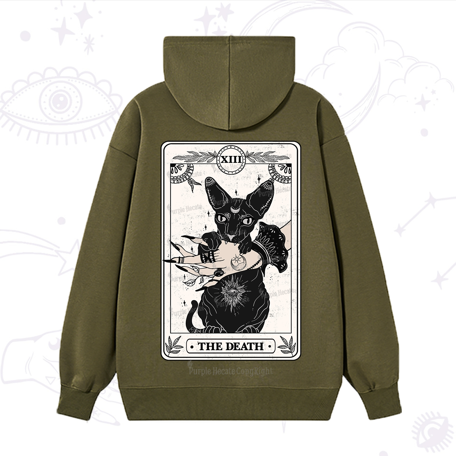Purplehecate The Death Cat Tarot Hoodie