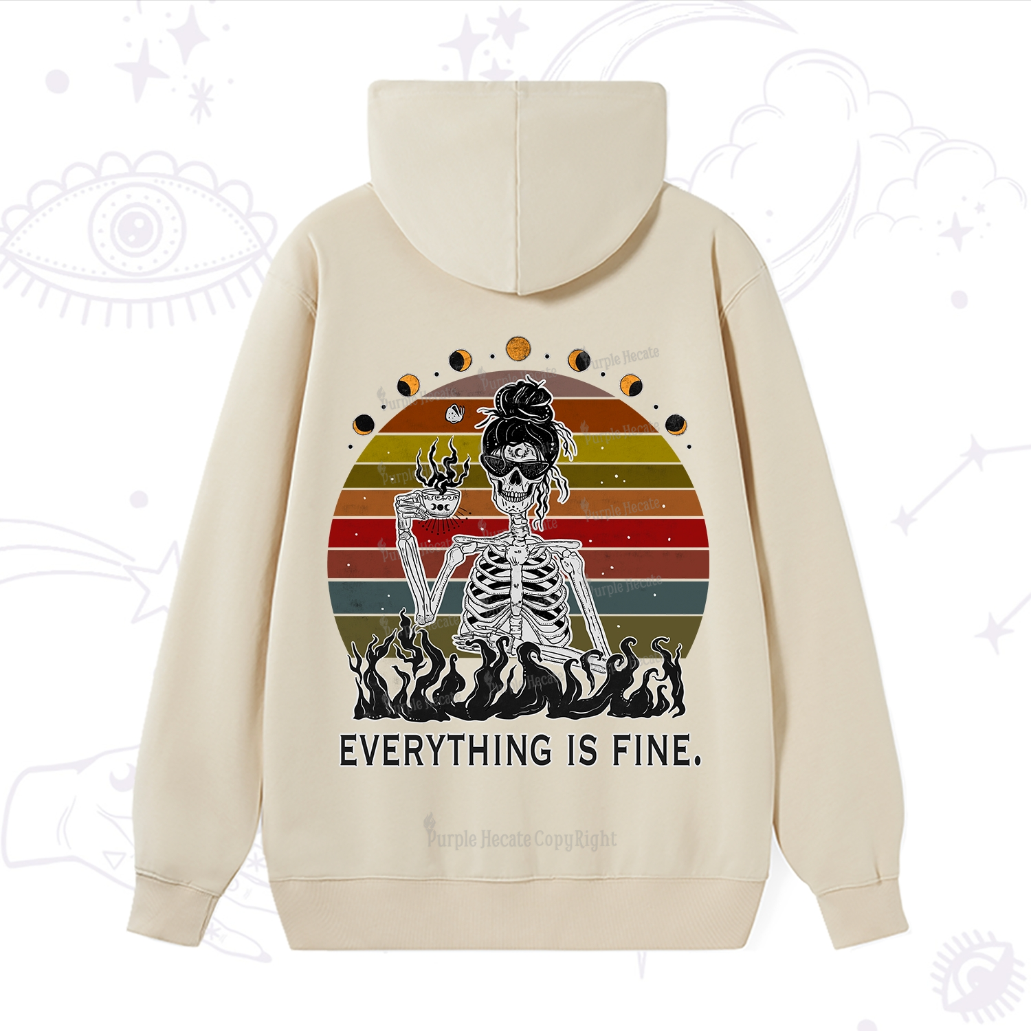 Purplehecate Everything Is Fine Skeleton Hoodie