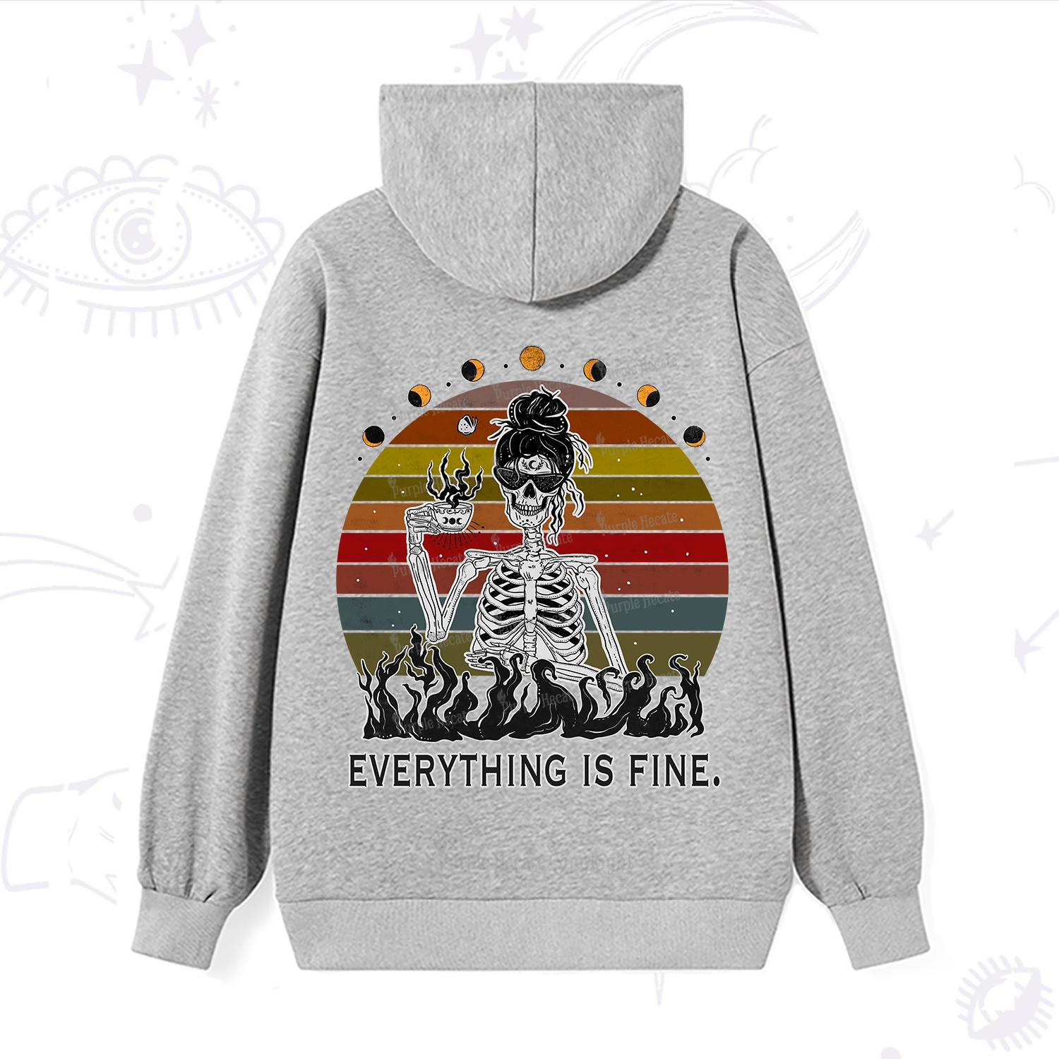 Purplehecate Everything Is Fine Skeleton Hoodie