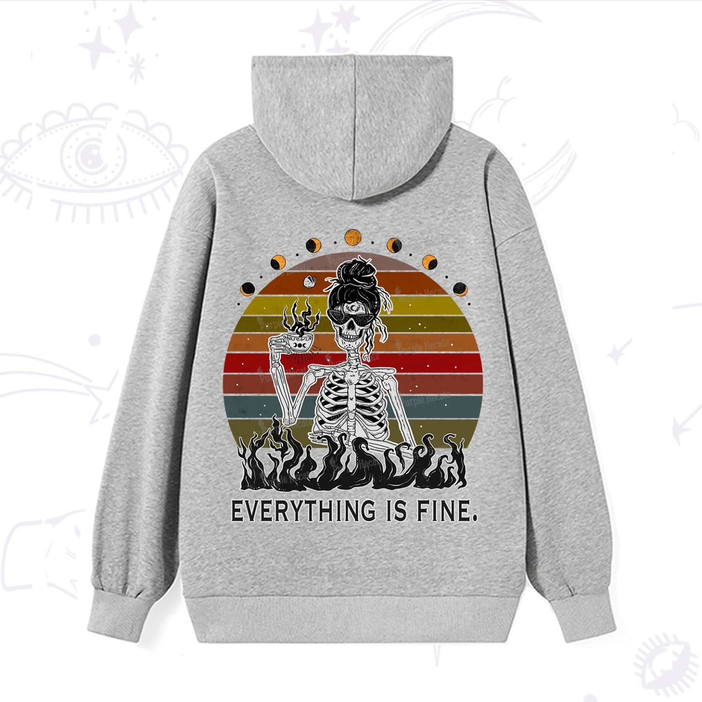 Purplehecate Everything Is Fine Skeleton Hoodie