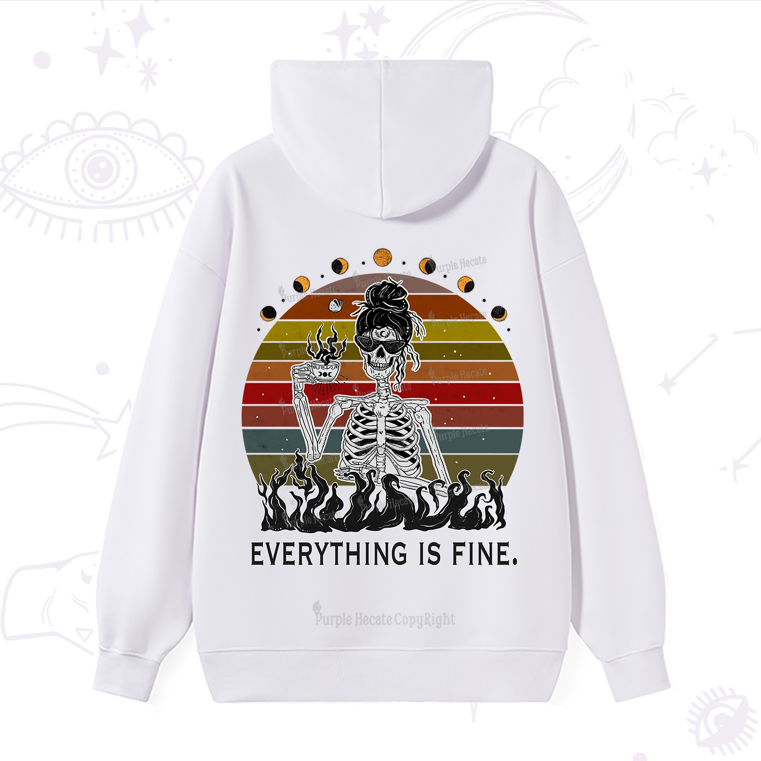Purplehecate Everything Is Fine Skeleton Hoodie