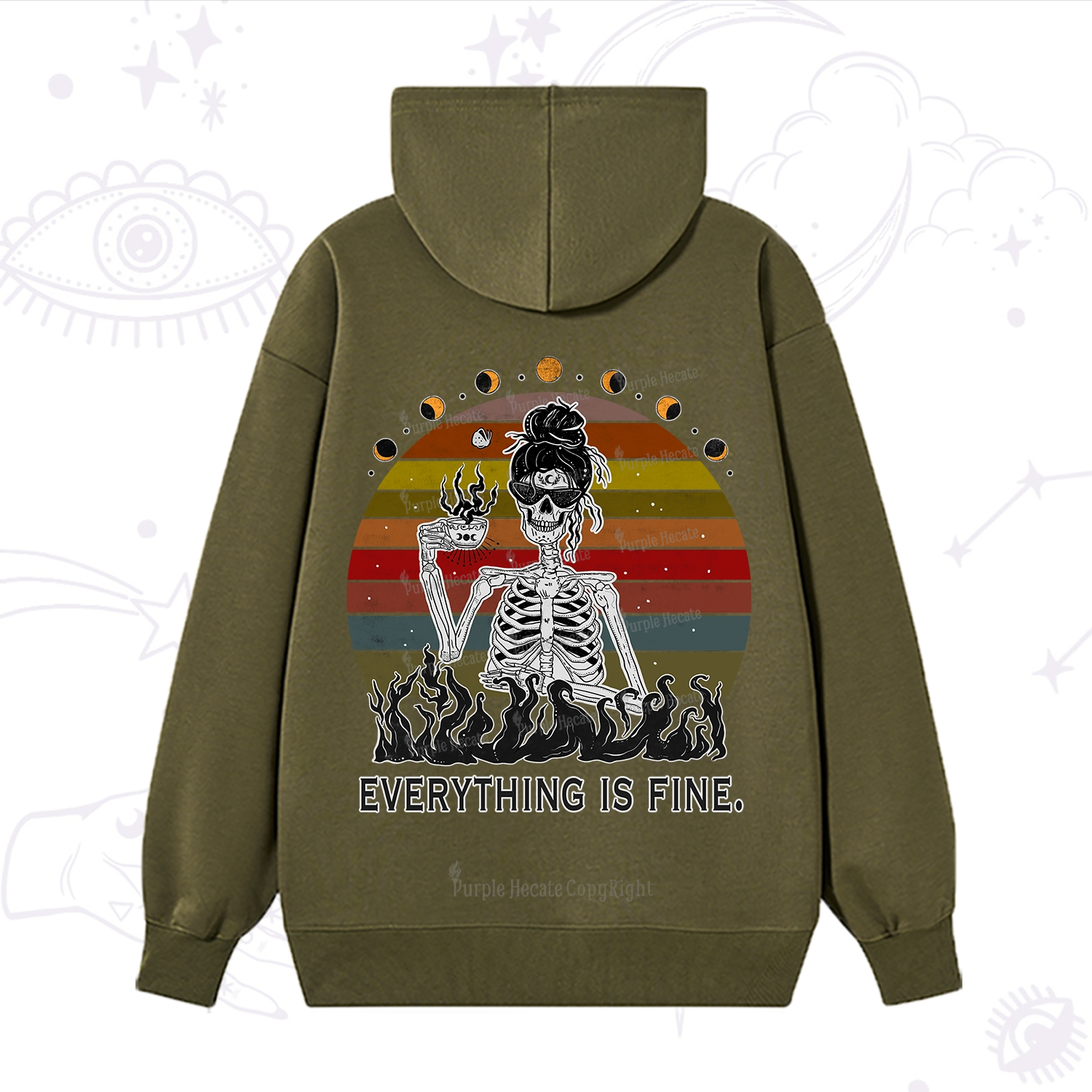 Purplehecate Everything Is Fine Skeleton Hoodie
