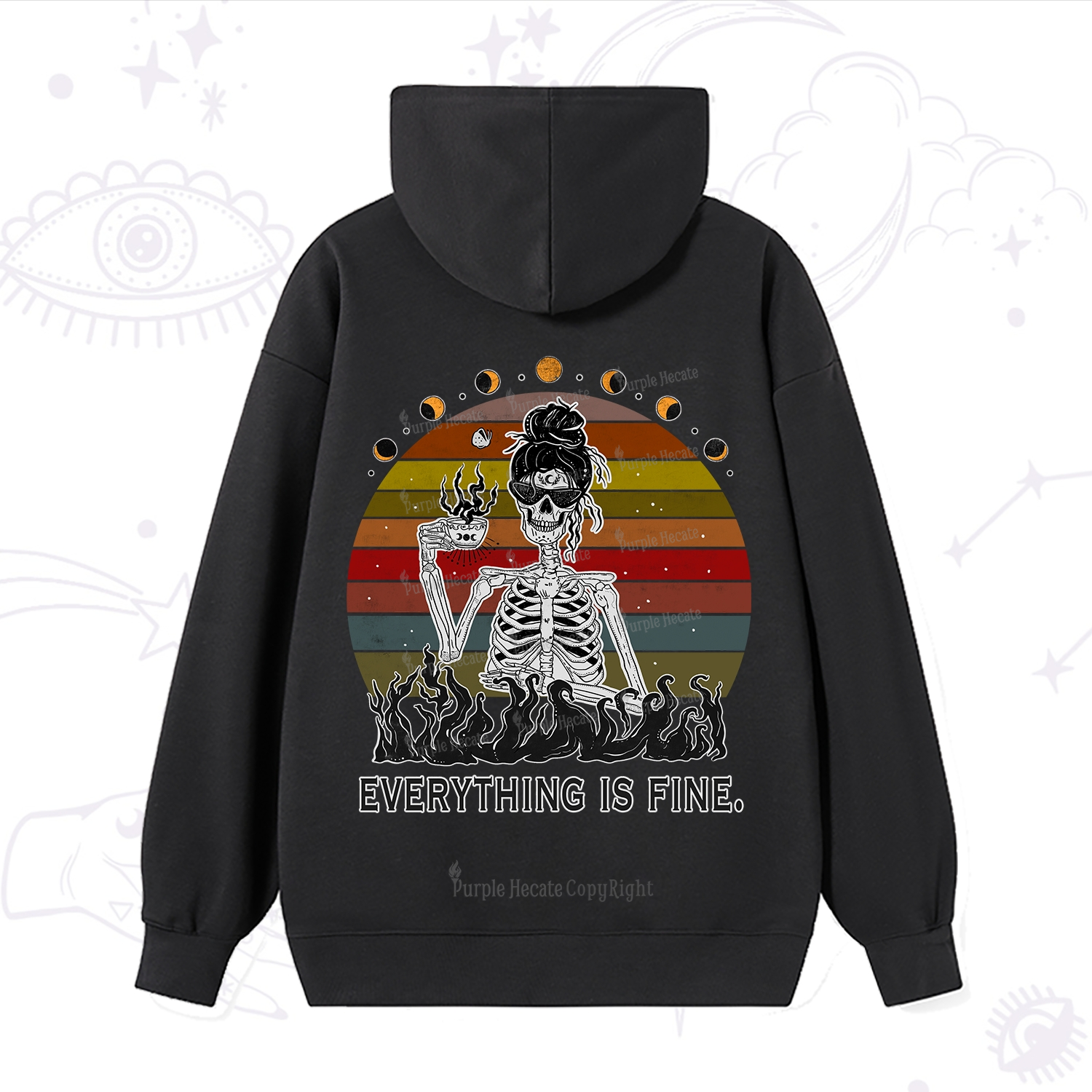 Purplehecate Everything Is Fine Skeleton Hoodie