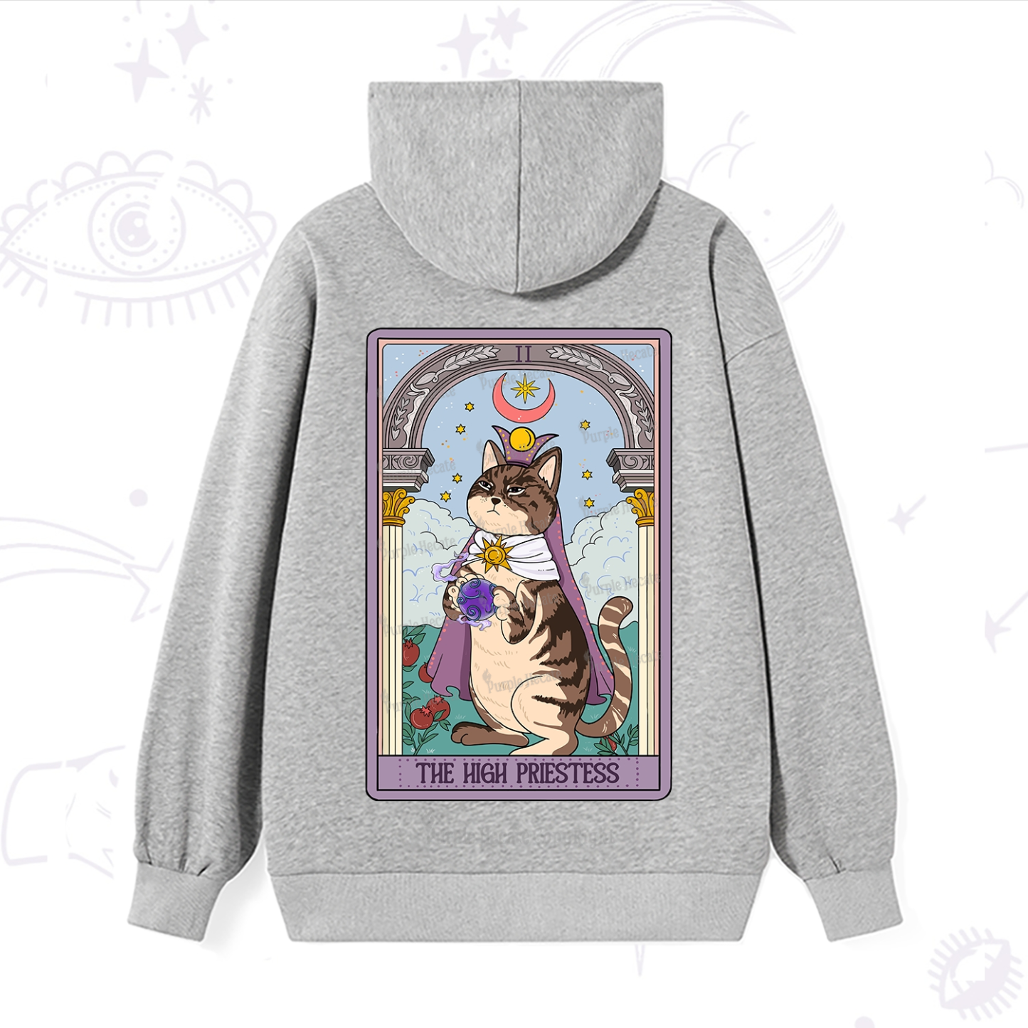 Purplehecate The High Priestess Cat Tarot Hoodie