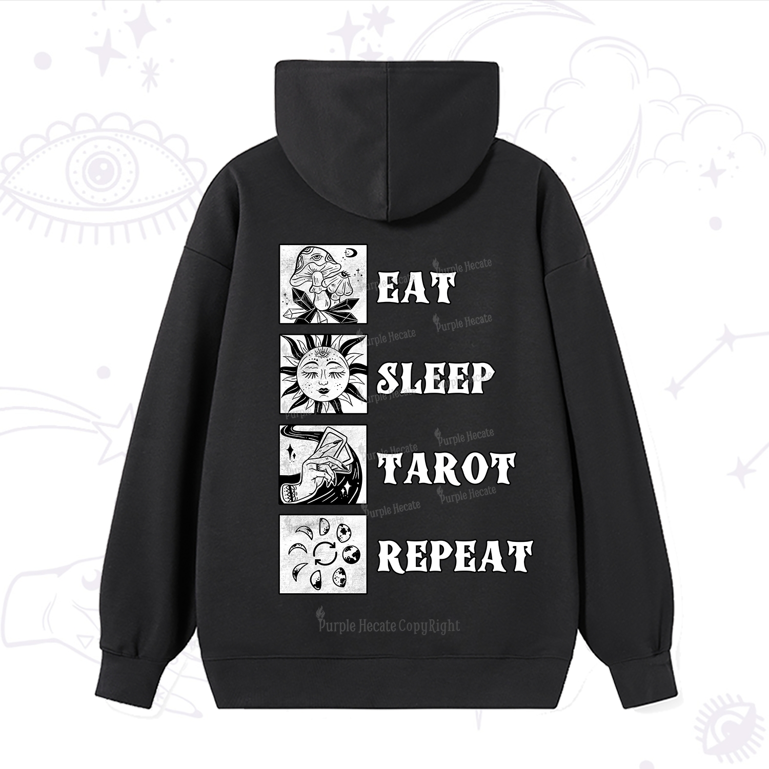 Purplehecate Eat Sleep Tarot Repeat Hoodie