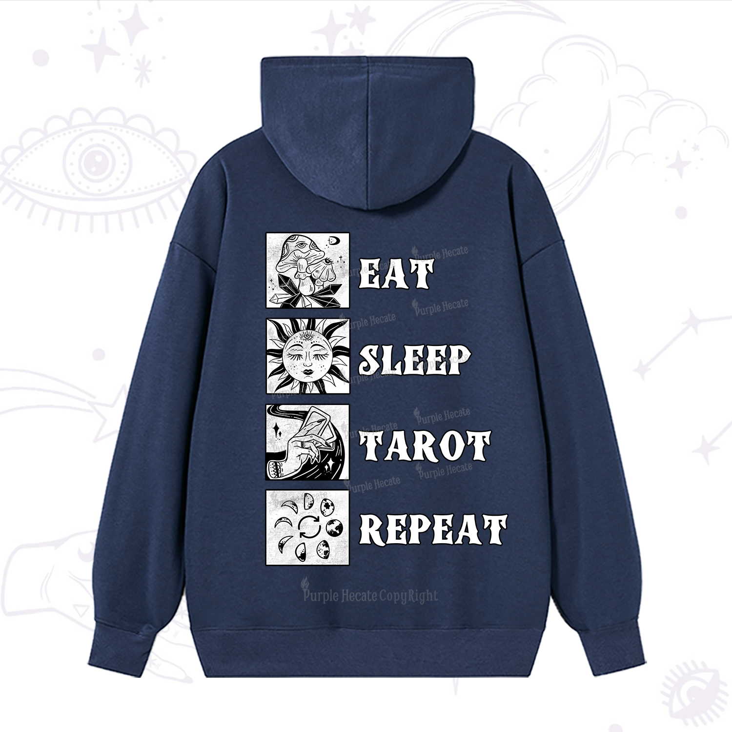 Purplehecate Eat Sleep Tarot Repeat Hoodie