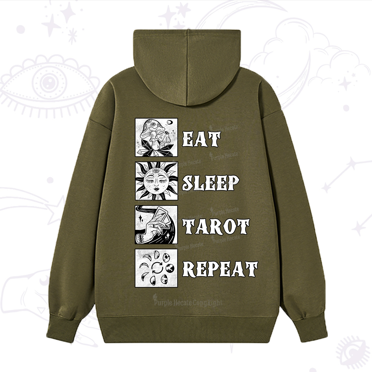 Purplehecate Eat Sleep Tarot Repeat Hoodie