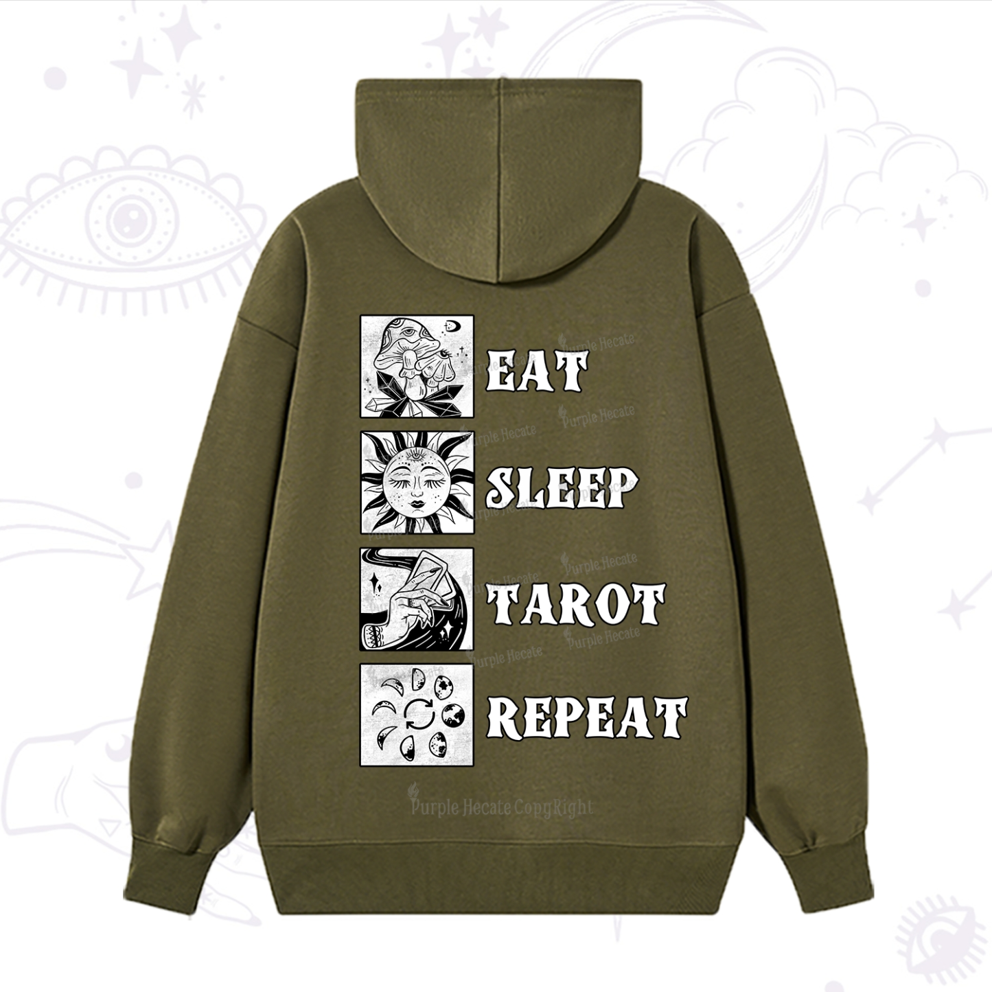 Purplehecate Eat Sleep Tarot Repeat Hoodie
