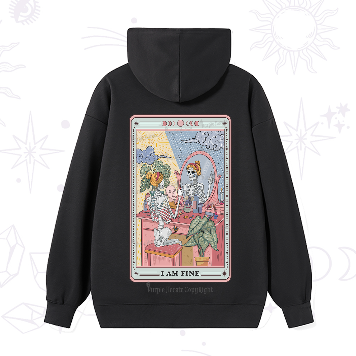 Purplehecate I Am Fine Tarot Card Hoodie