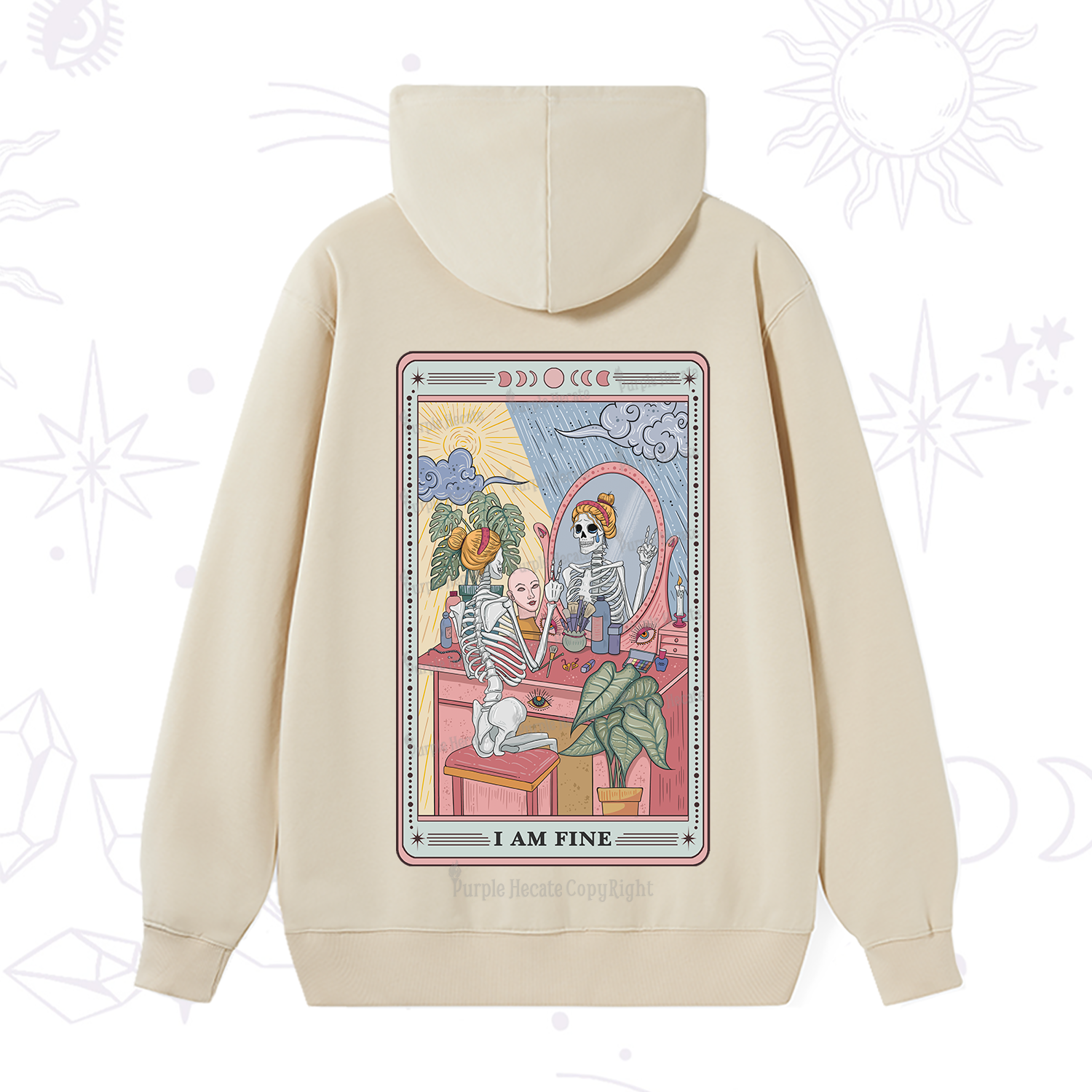 Purplehecate I Am Fine Tarot Card Hoodie