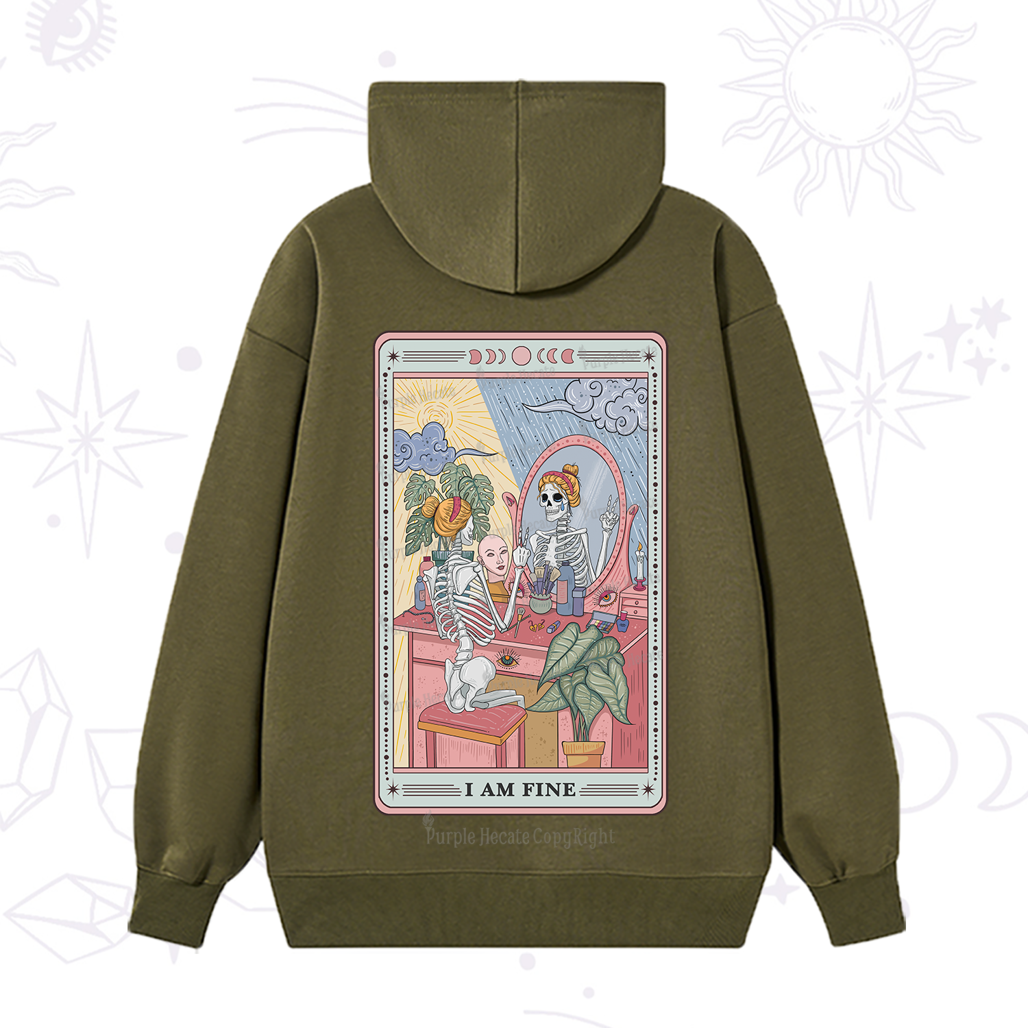 Purplehecate I Am Fine Tarot Card Hoodie