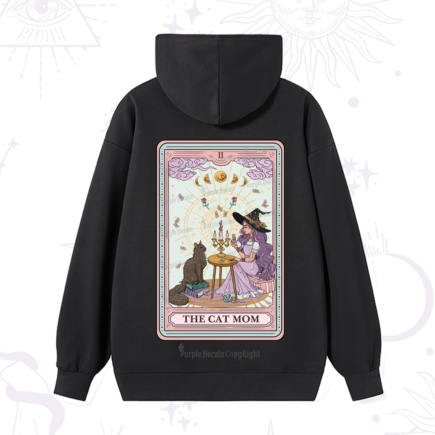 Purplehecate The Cat Witch Mom Tarot Hoodie