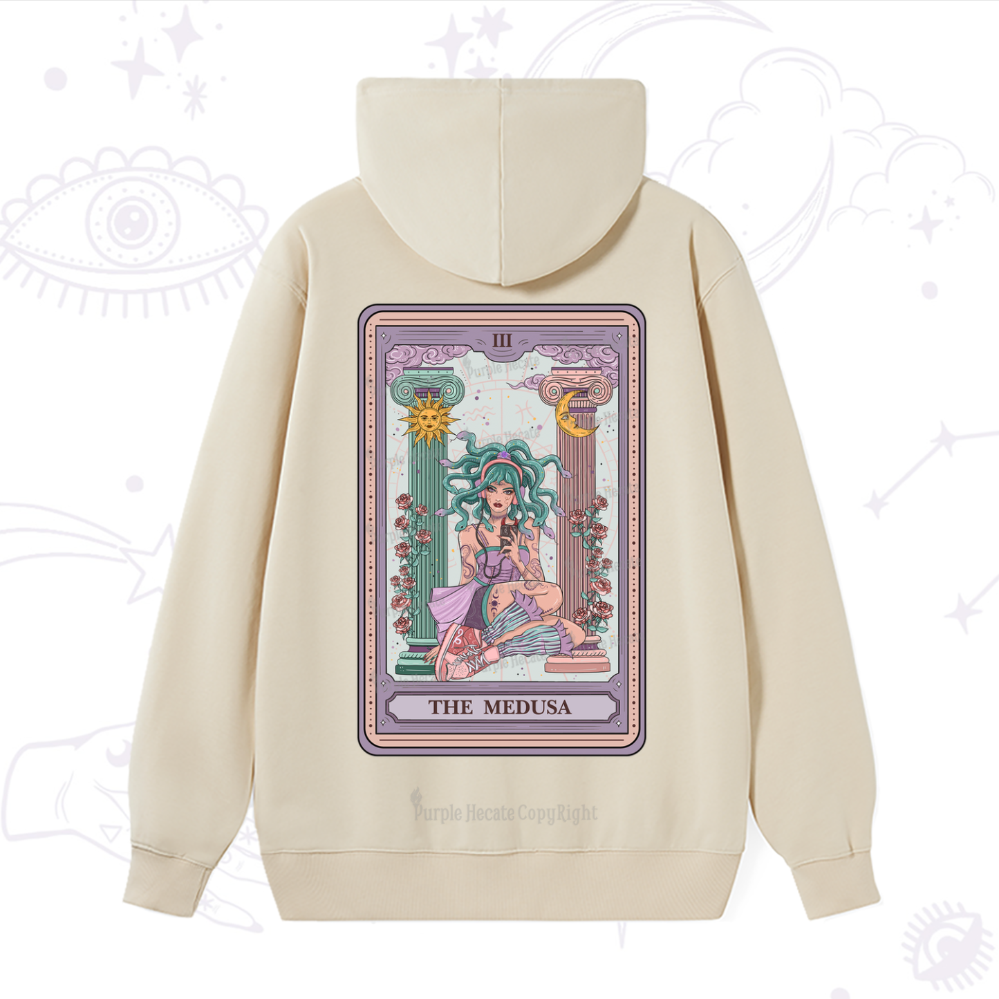 Purplehecate The Fashionable Medusa Tarot Card Hoodie