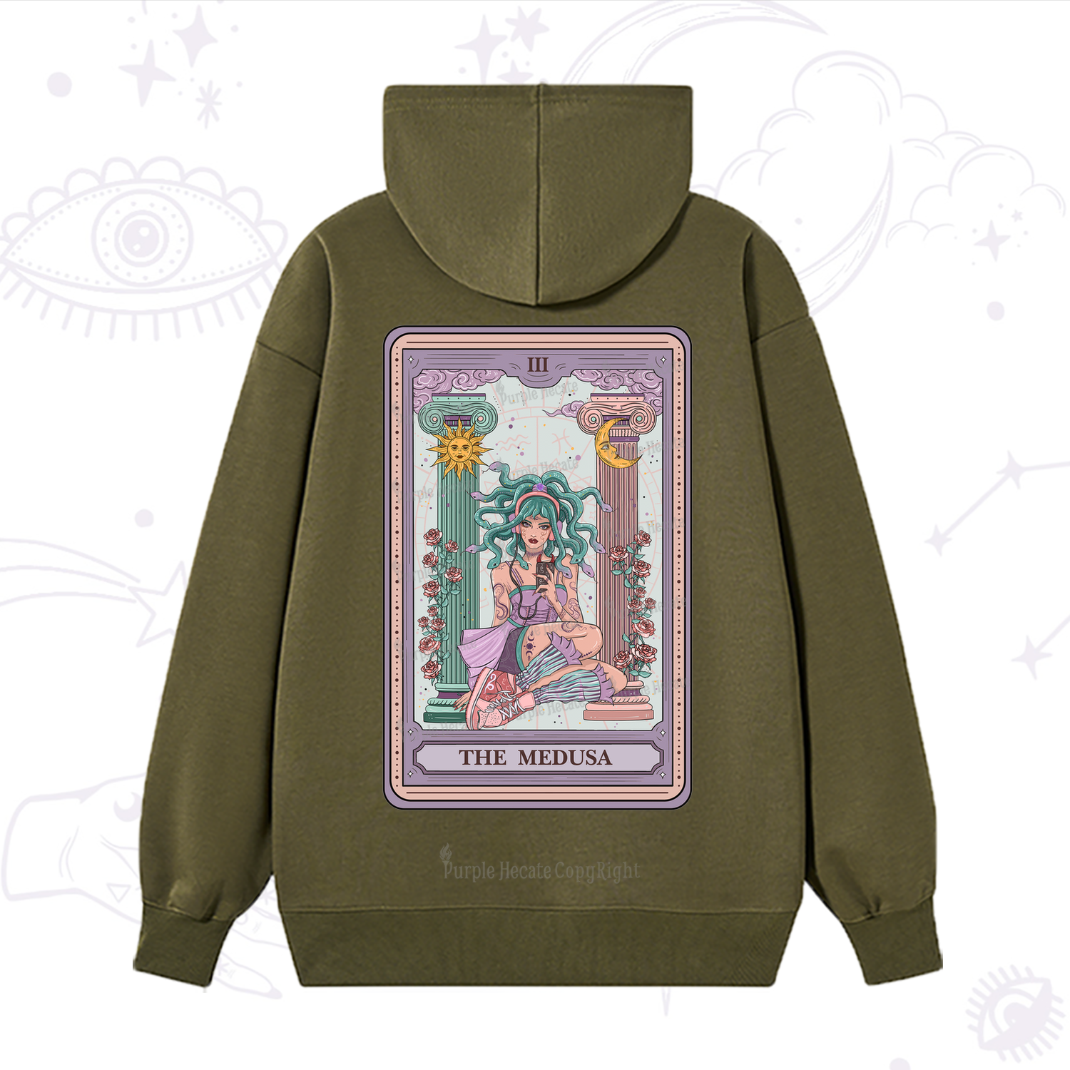 Purplehecate The Fashionable Medusa Tarot Card Hoodie