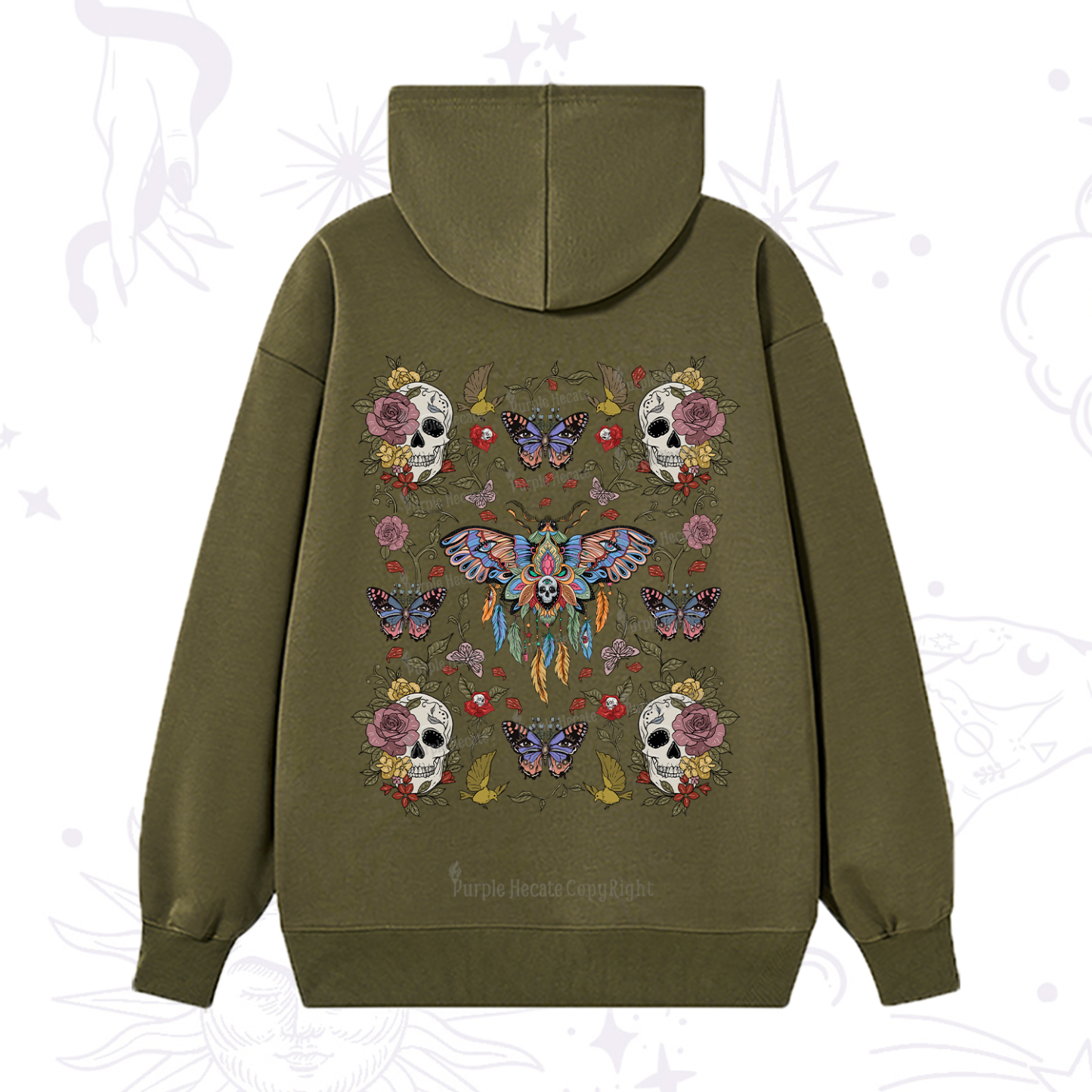 Purplehecate Moths Dancing Hoodie