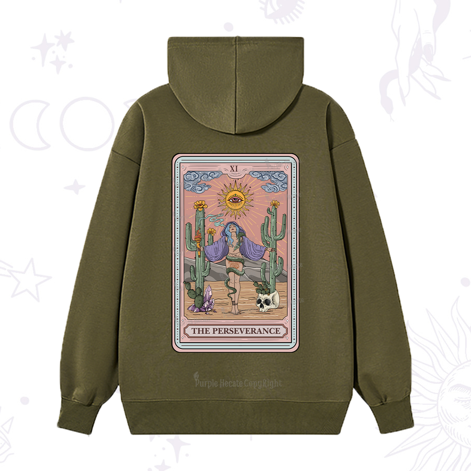 Purplehecate The Perseverance Tarot Card Hoodie