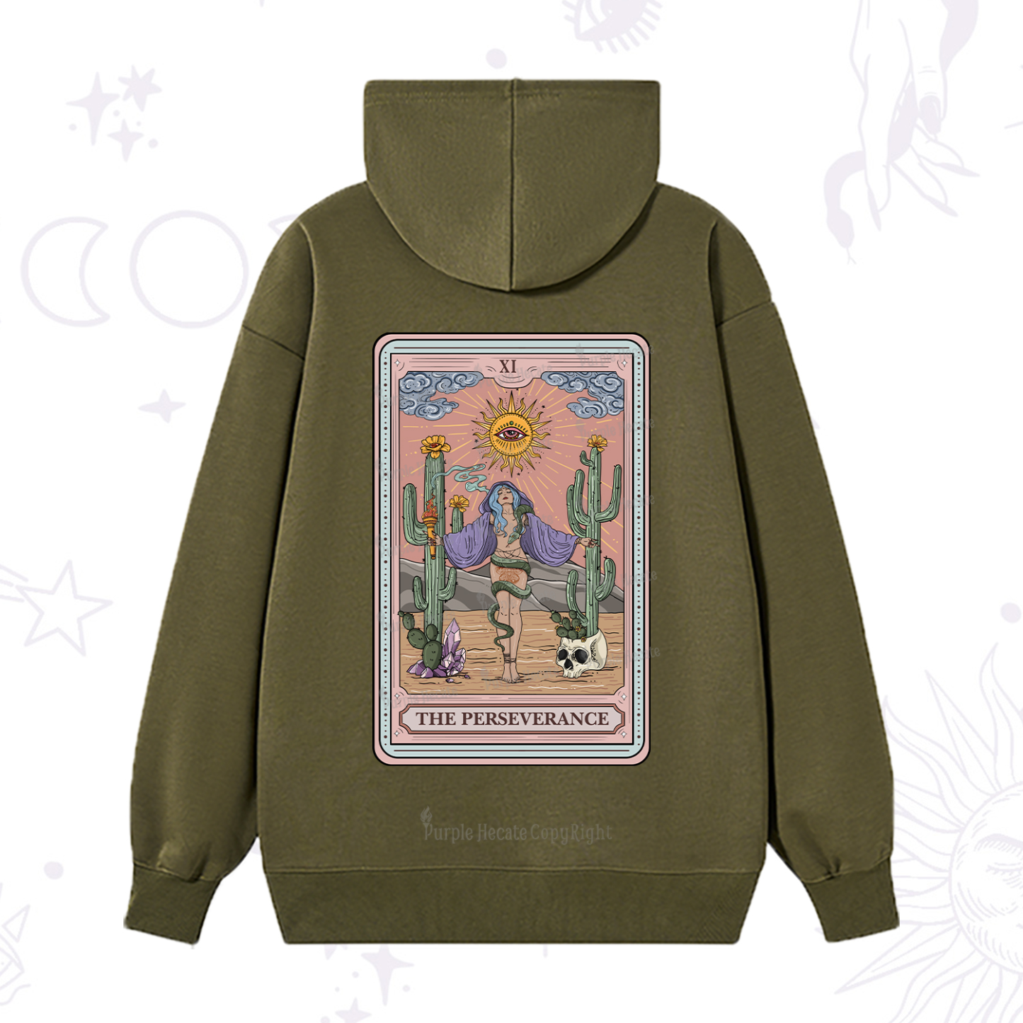 Purplehecate The Perseverance Tarot Card Hoodie