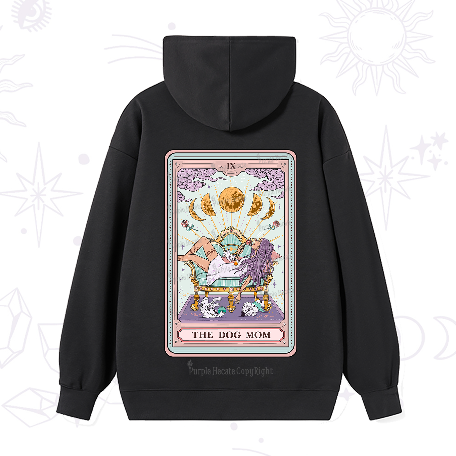 Purplehecate The Dog Mom Tarot Card Hoodie
