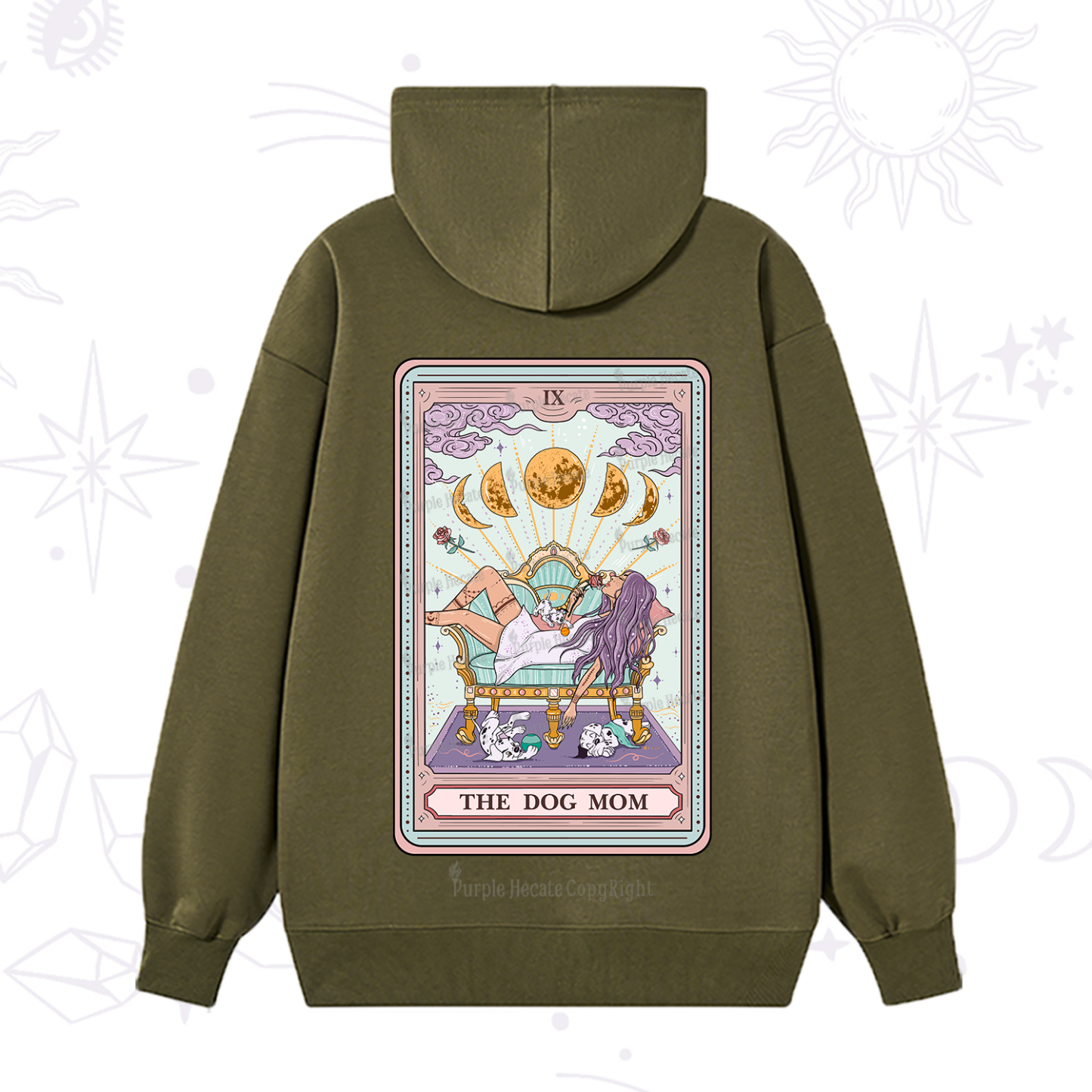 Purplehecate The Dog Mom Tarot Card Hoodie