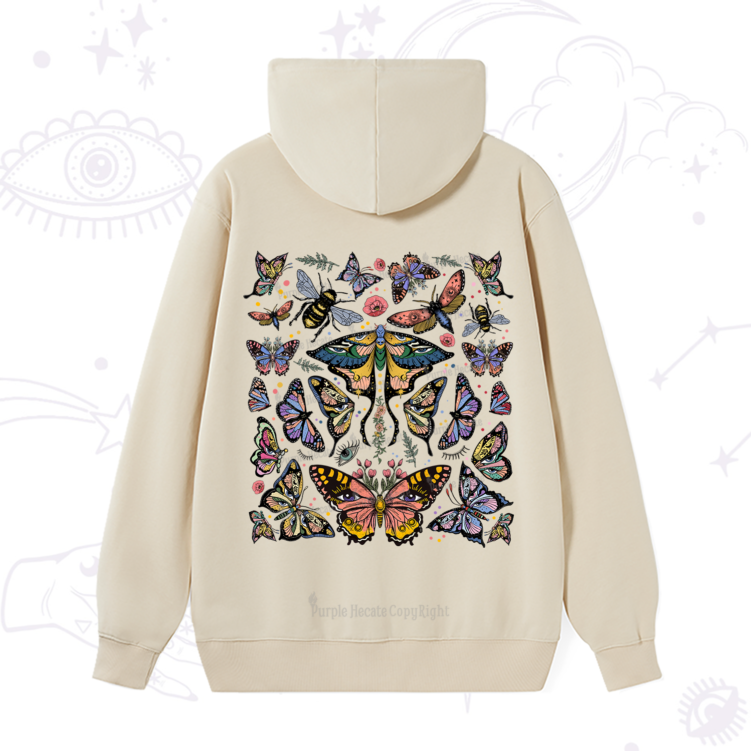 Purplehecate Mystical Butterfly & Moth Hoodie