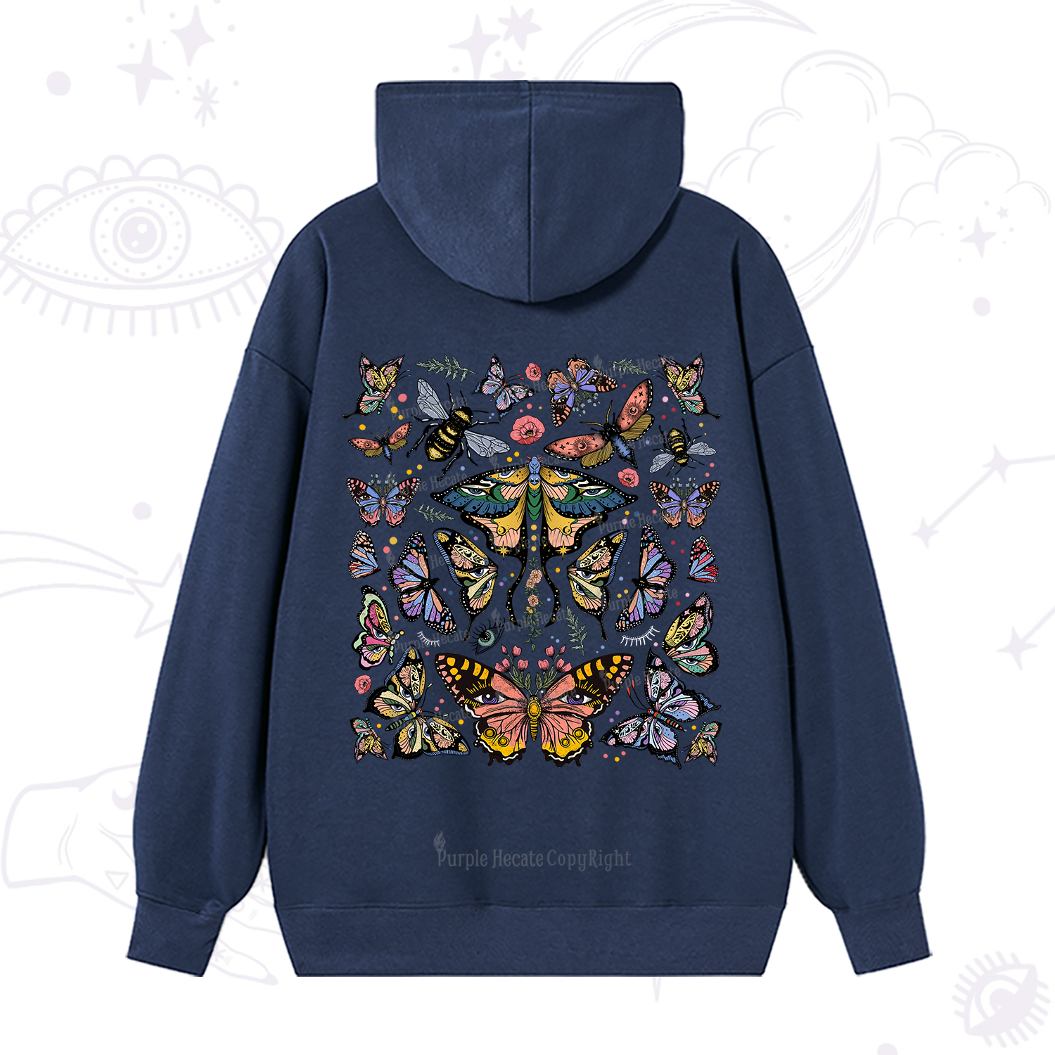 Purplehecate Mystical Butterfly & Moth Hoodie