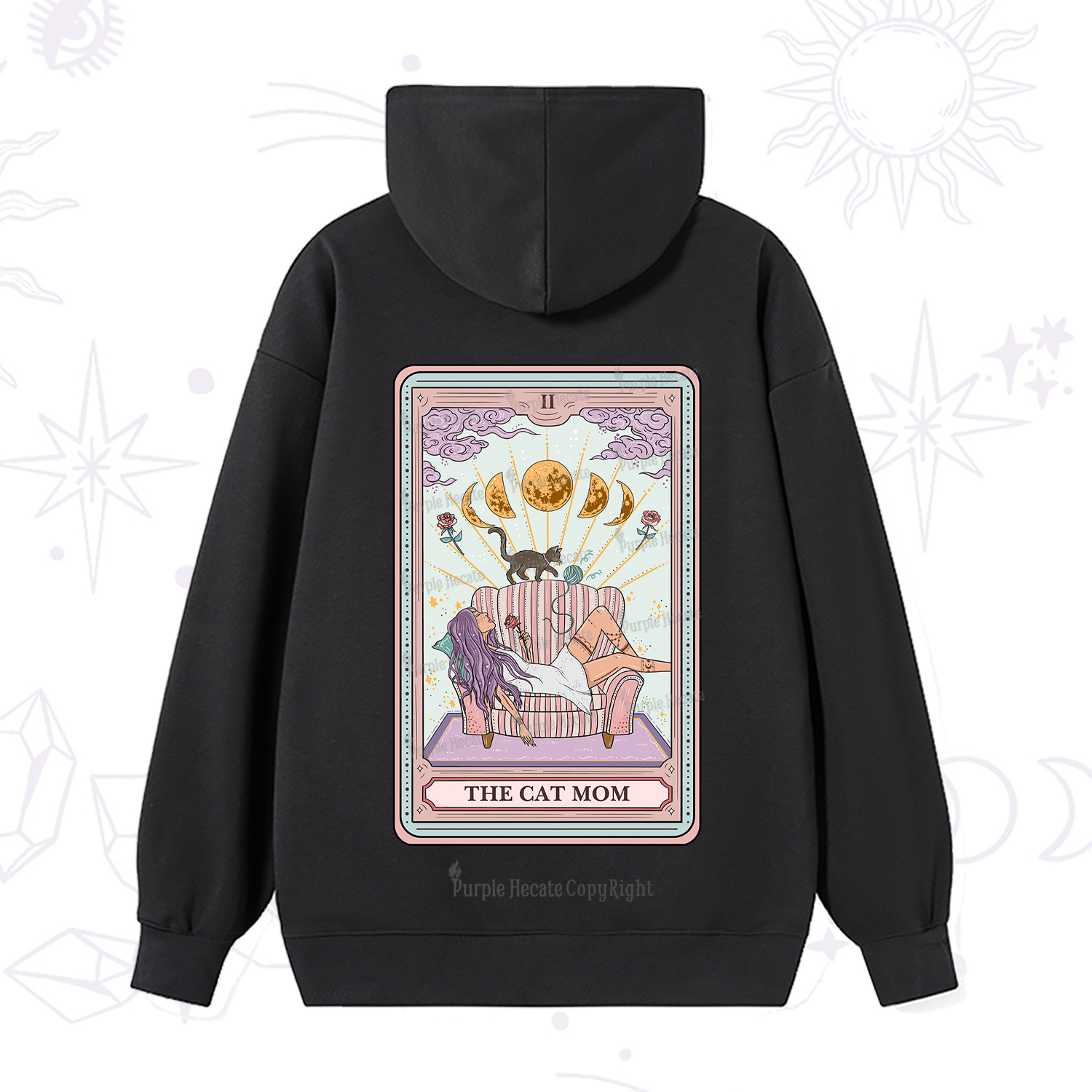 Purplehecate The Cat Mom Tarot Hoodie