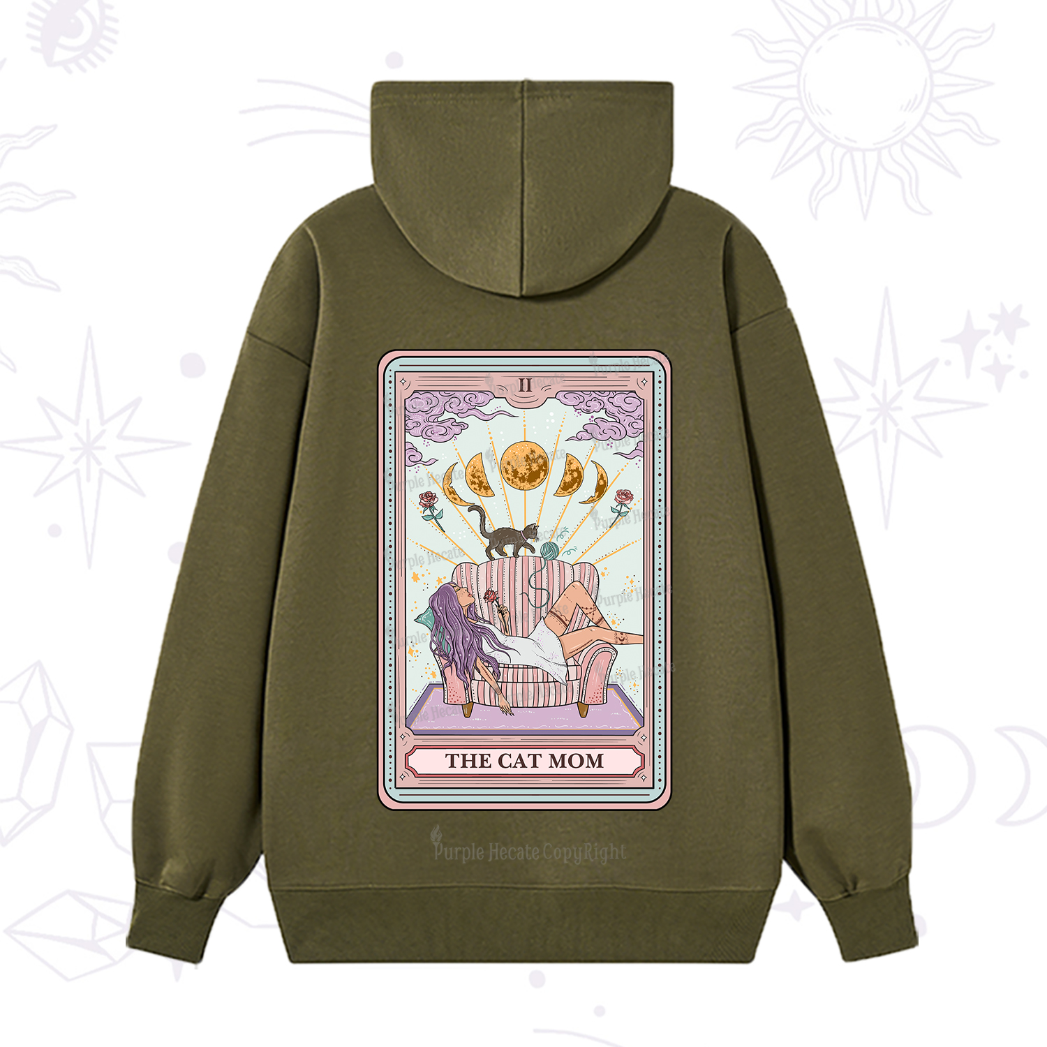 Purplehecate The Cat Mom Tarot Hoodie
