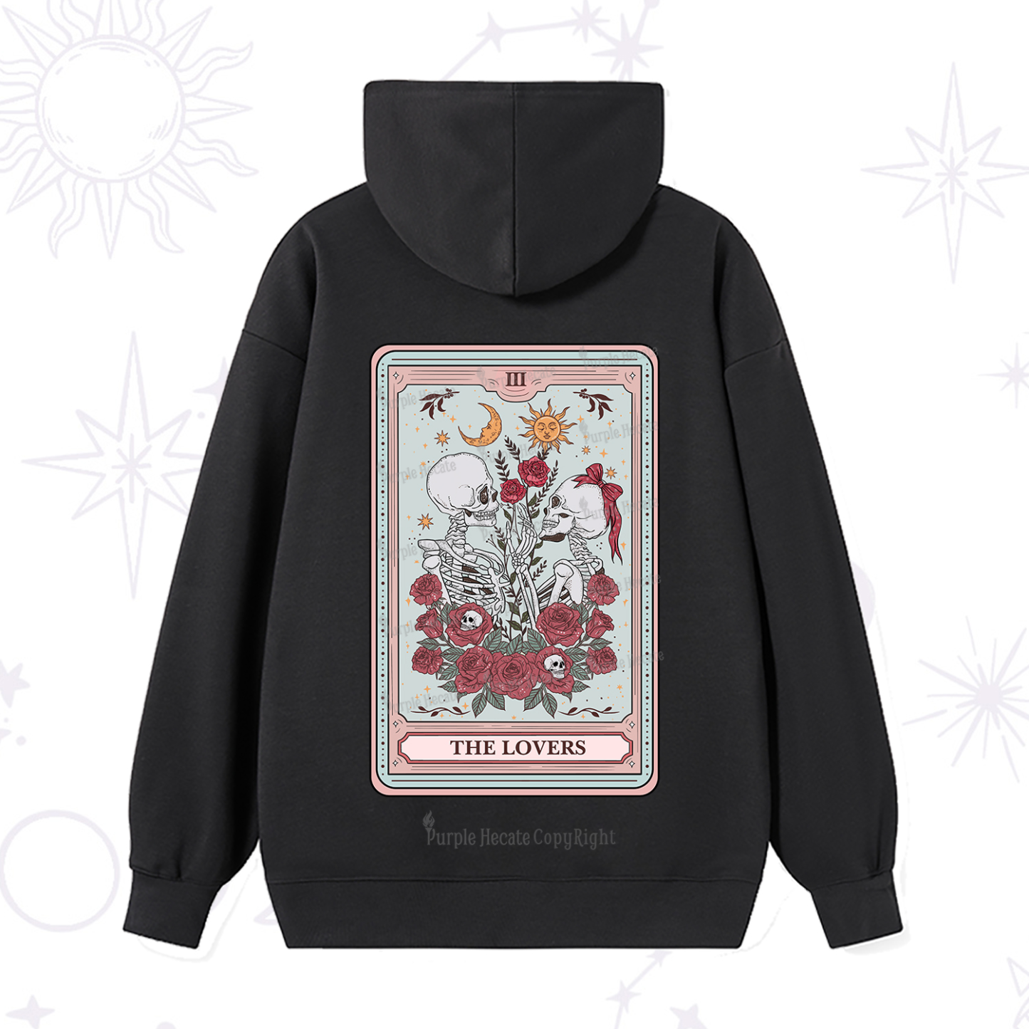 Magic Purplehecate The Lovers Skeleton Tarot Hoodie